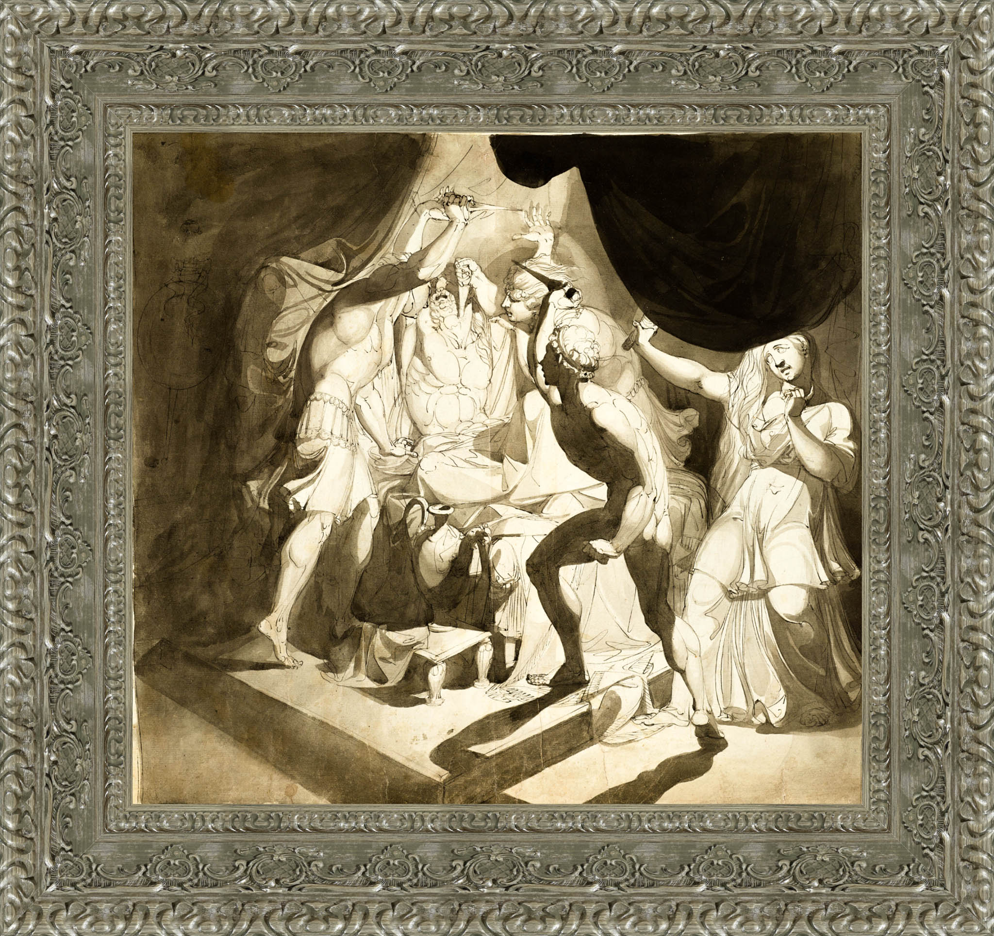 An Old Man Murdered By Three Younger Men by Henry Fuseli — Framed Giclee Canvas Print | Canvas Classics