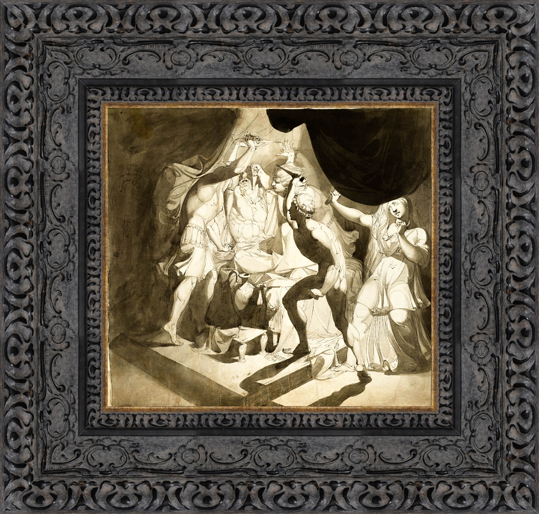 An Old Man Murdered By Three Younger Men by Henry Fuseli — Framed Giclee Canvas Print | Canvas Classics