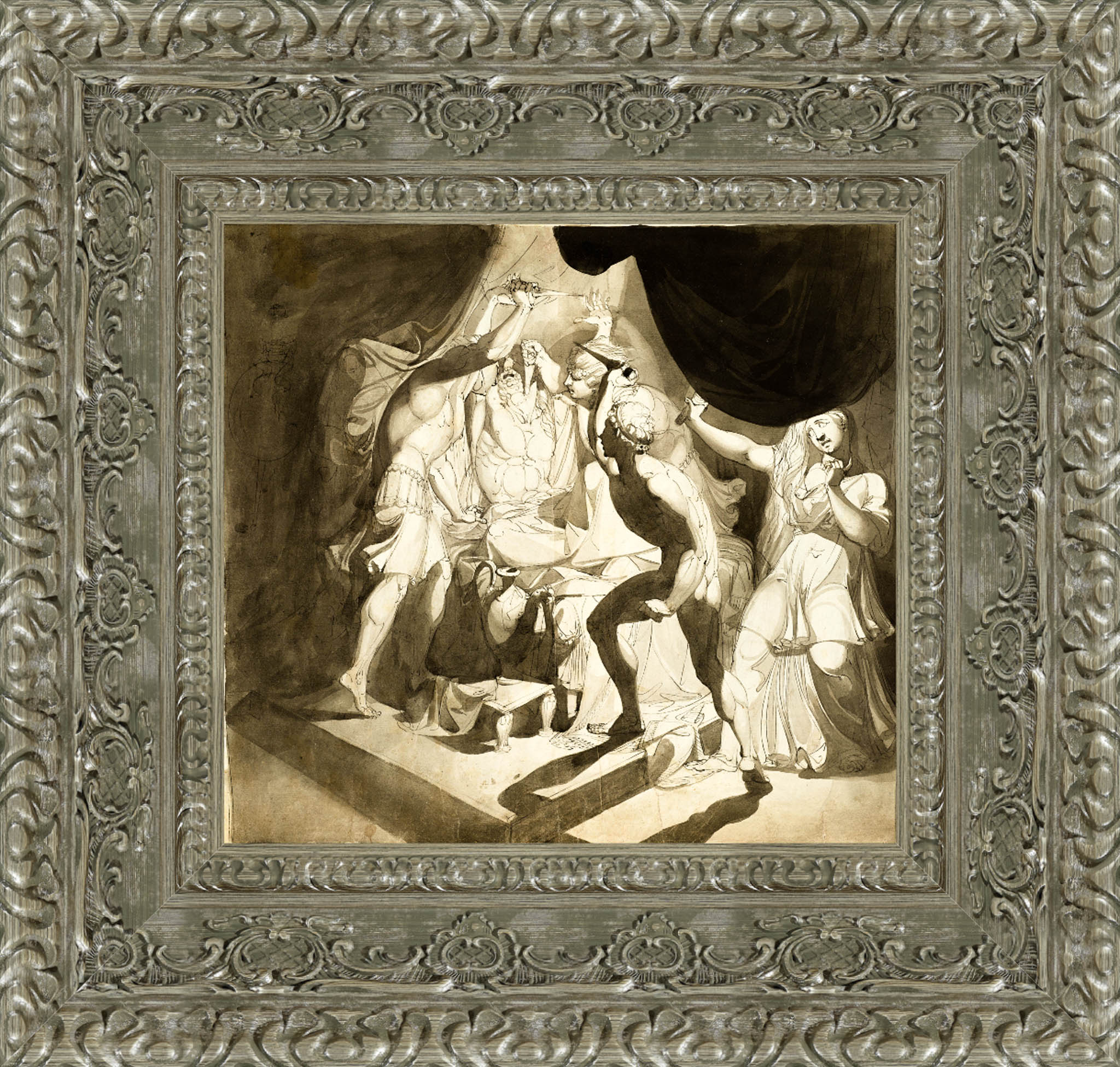 An Old Man Murdered By Three Younger Men by Henry Fuseli — Framed Giclee Canvas Print | Canvas Classics