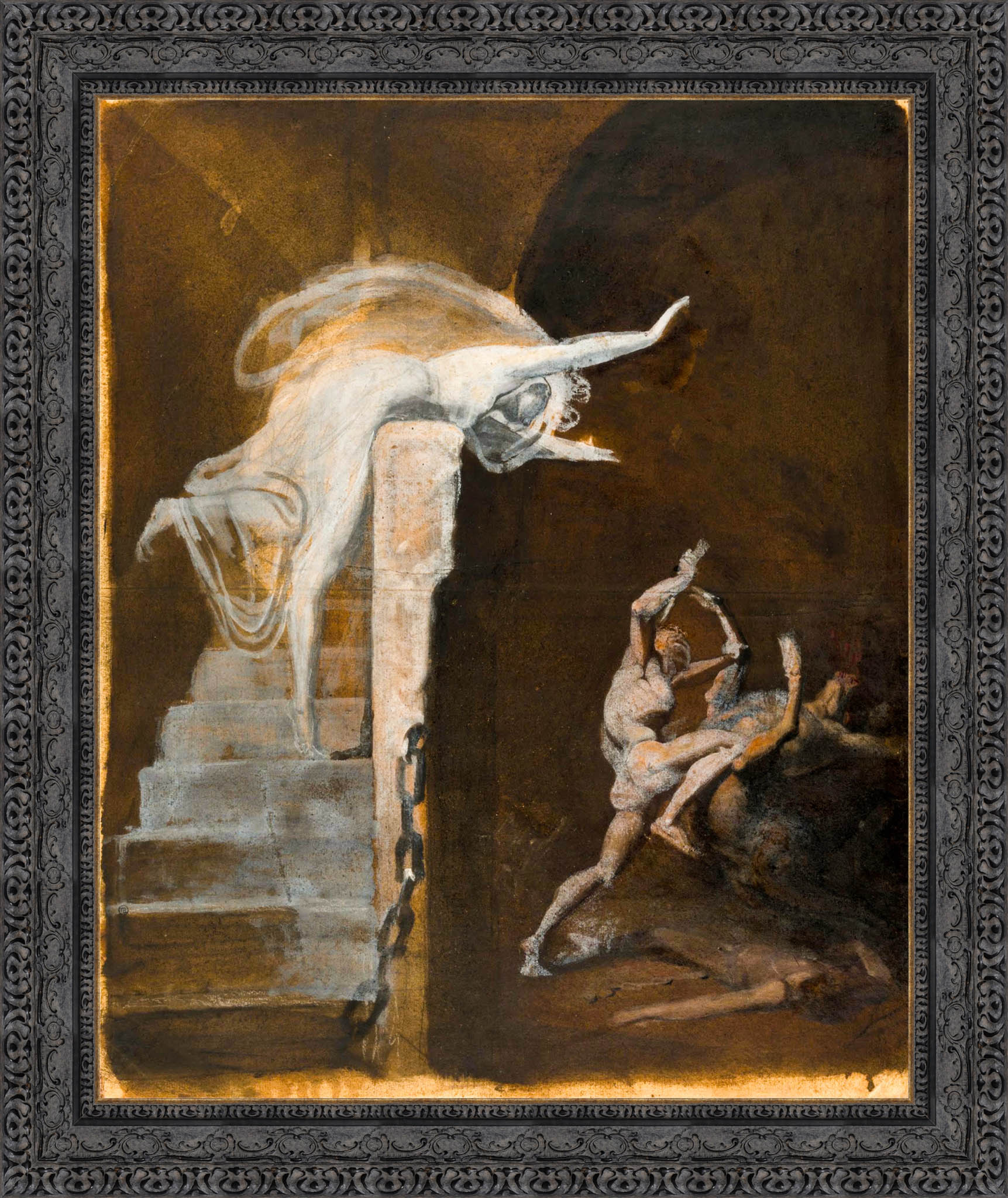 Ariadne Watching The Struggle Of Theseus With The Minotaur by Henry Fuseli — Framed Giclee Canvas Print | Canvas Classics