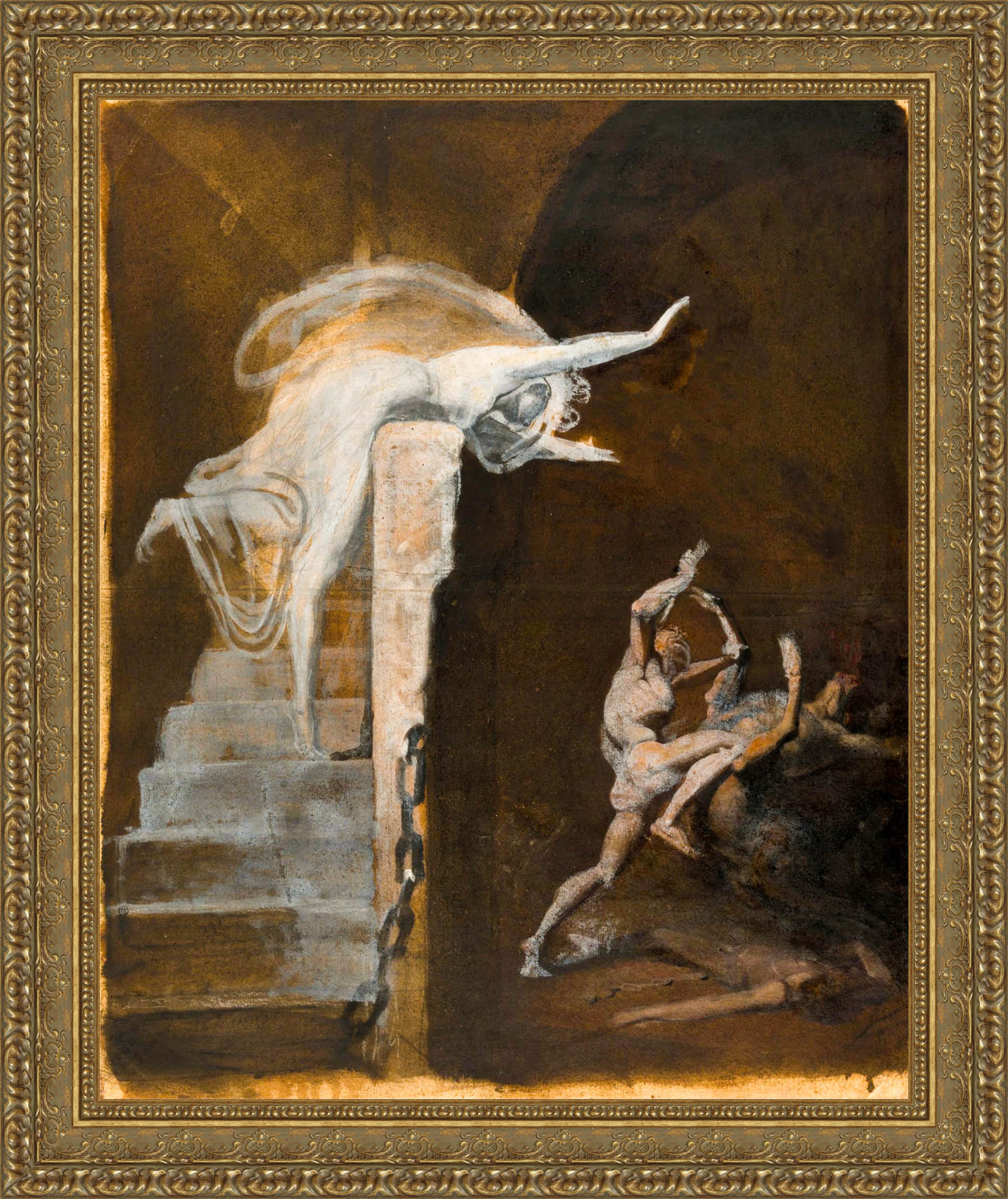 Ariadne Watching The Struggle Of Theseus With The Minotaur by Henry Fuseli — Framed Giclee Canvas Print | Canvas Classics