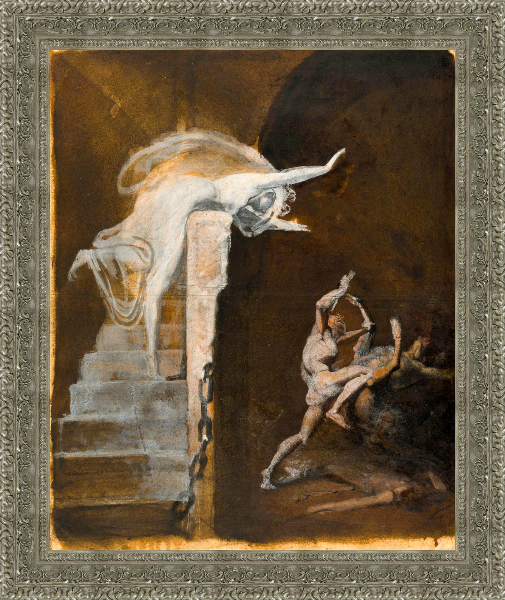 Ariadne Watching The Struggle Of Theseus With The Minotaur by Henry Fuseli — Framed Giclee Canvas Print | Canvas Classics