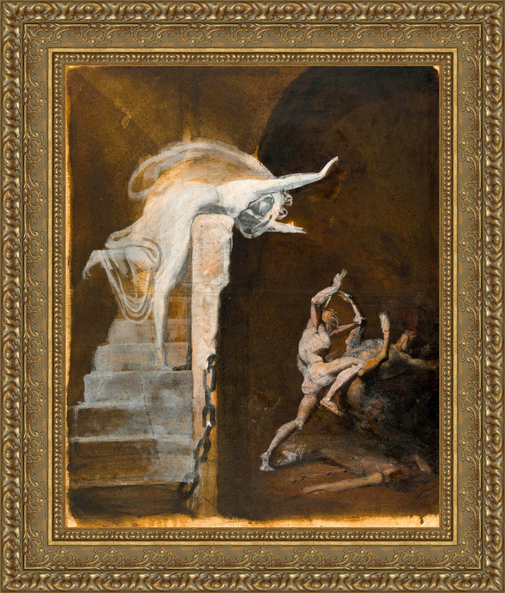 Ariadne Watching The Struggle Of Theseus With The Minotaur by Henry Fuseli — Framed Giclee Canvas Print | Canvas Classics