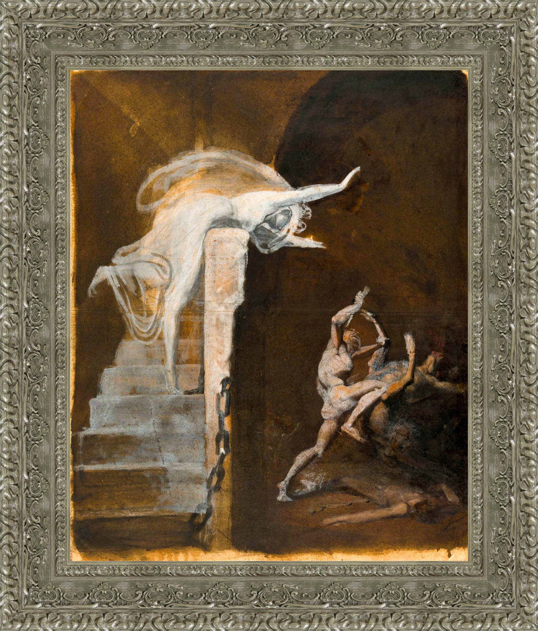 Ariadne Watching The Struggle Of Theseus With The Minotaur by Henry Fuseli — Framed Giclee Canvas Print | Canvas Classics