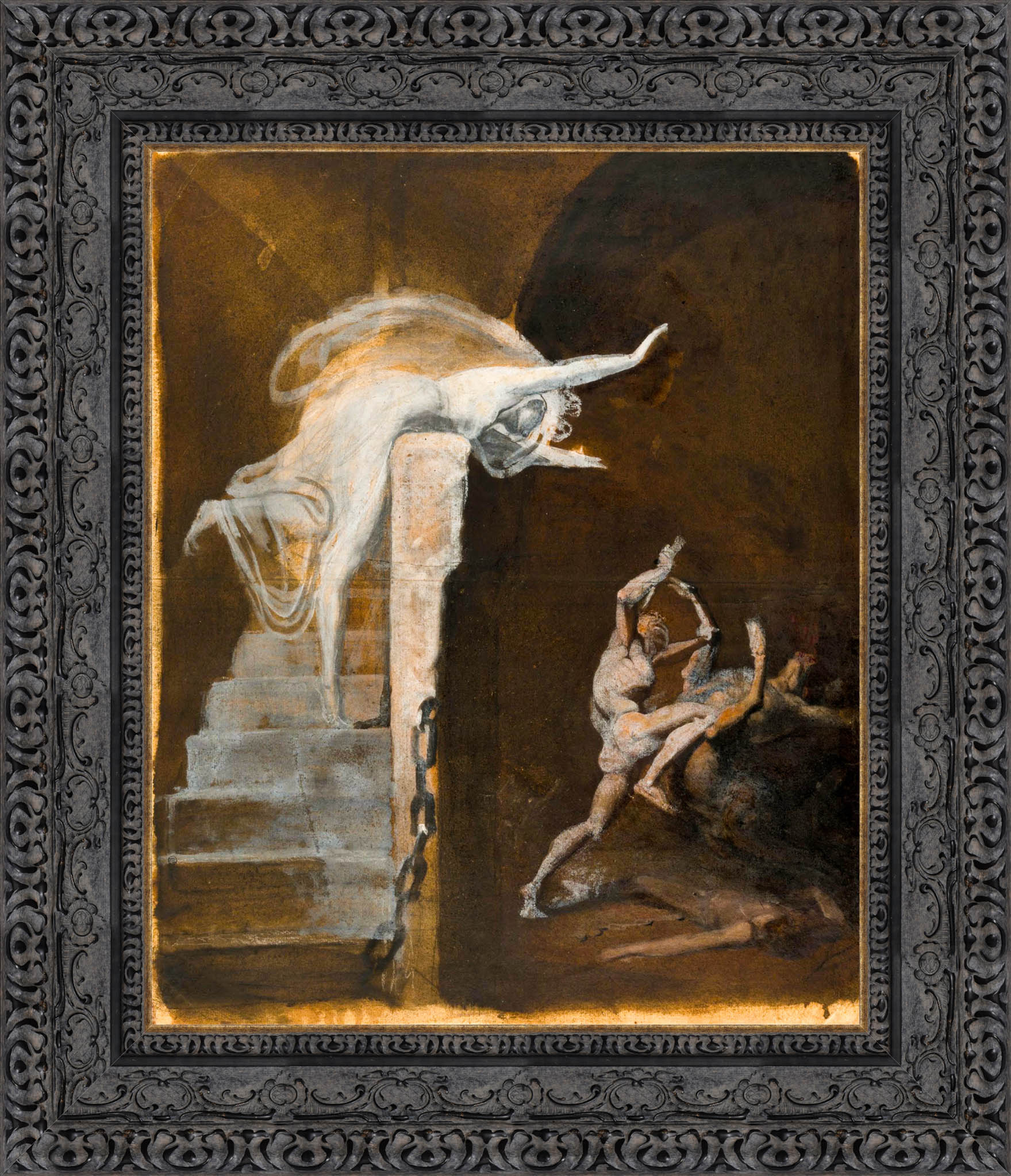 Ariadne Watching The Struggle Of Theseus With The Minotaur by Henry Fuseli — Framed Giclee Canvas Print | Canvas Classics