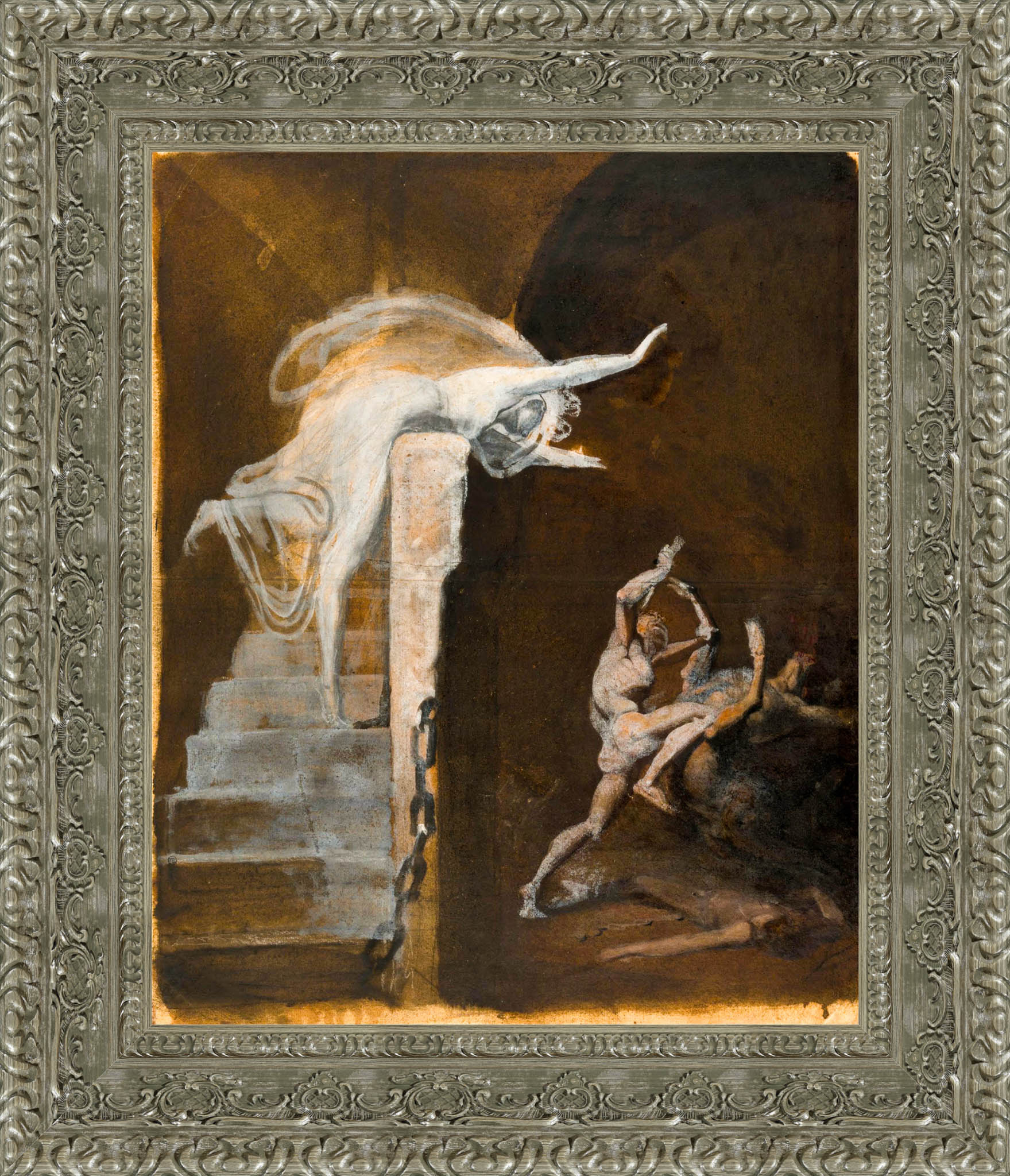 Ariadne Watching The Struggle Of Theseus With The Minotaur by Henry Fuseli — Framed Giclee Canvas Print | Canvas Classics