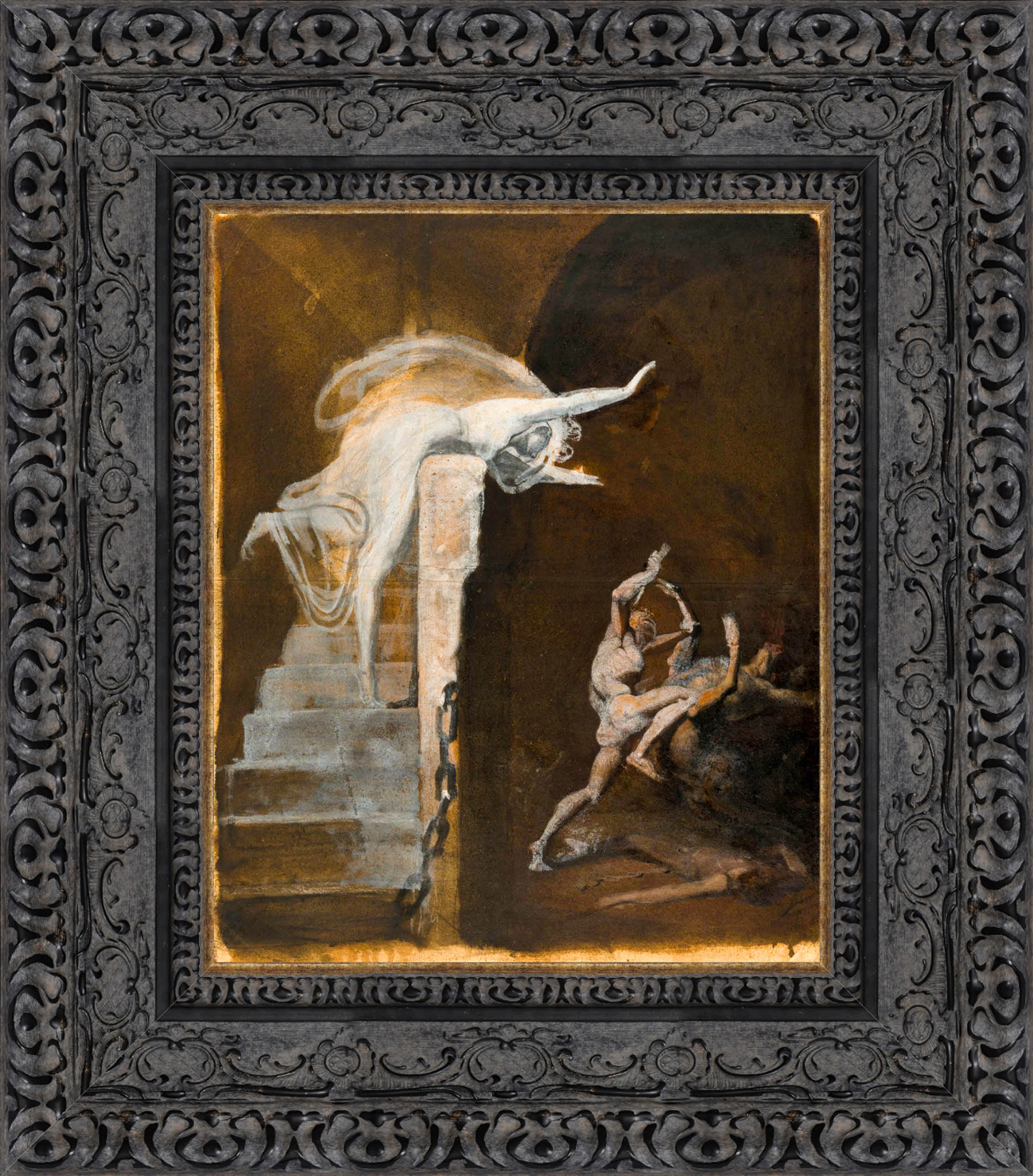 Ariadne Watching The Struggle Of Theseus With The Minotaur by Henry Fuseli — Framed Giclee Canvas Print | Canvas Classics