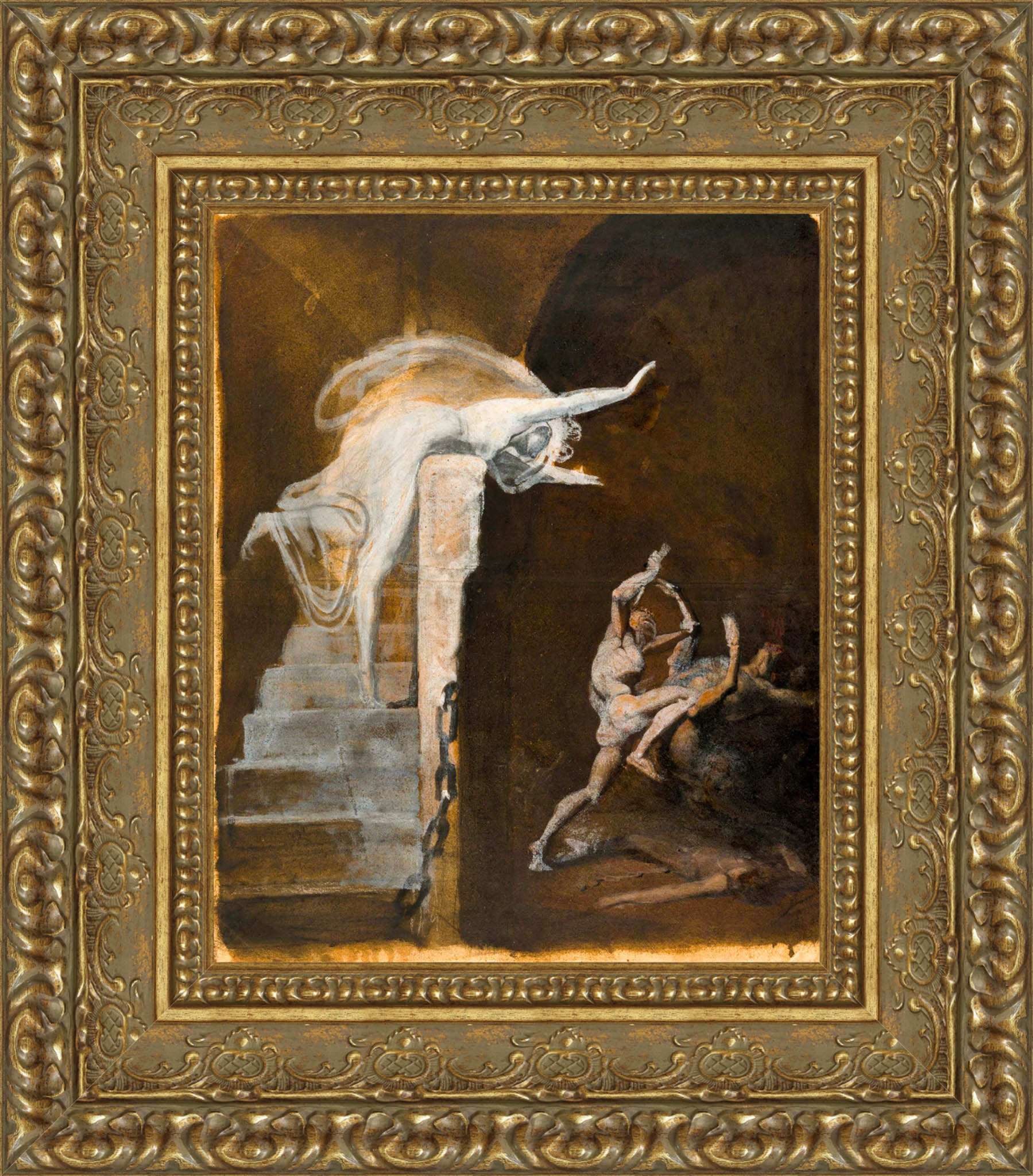 Ariadne Watching The Struggle Of Theseus With The Minotaur by Henry Fuseli — Framed Giclee Canvas Print | Canvas Classics