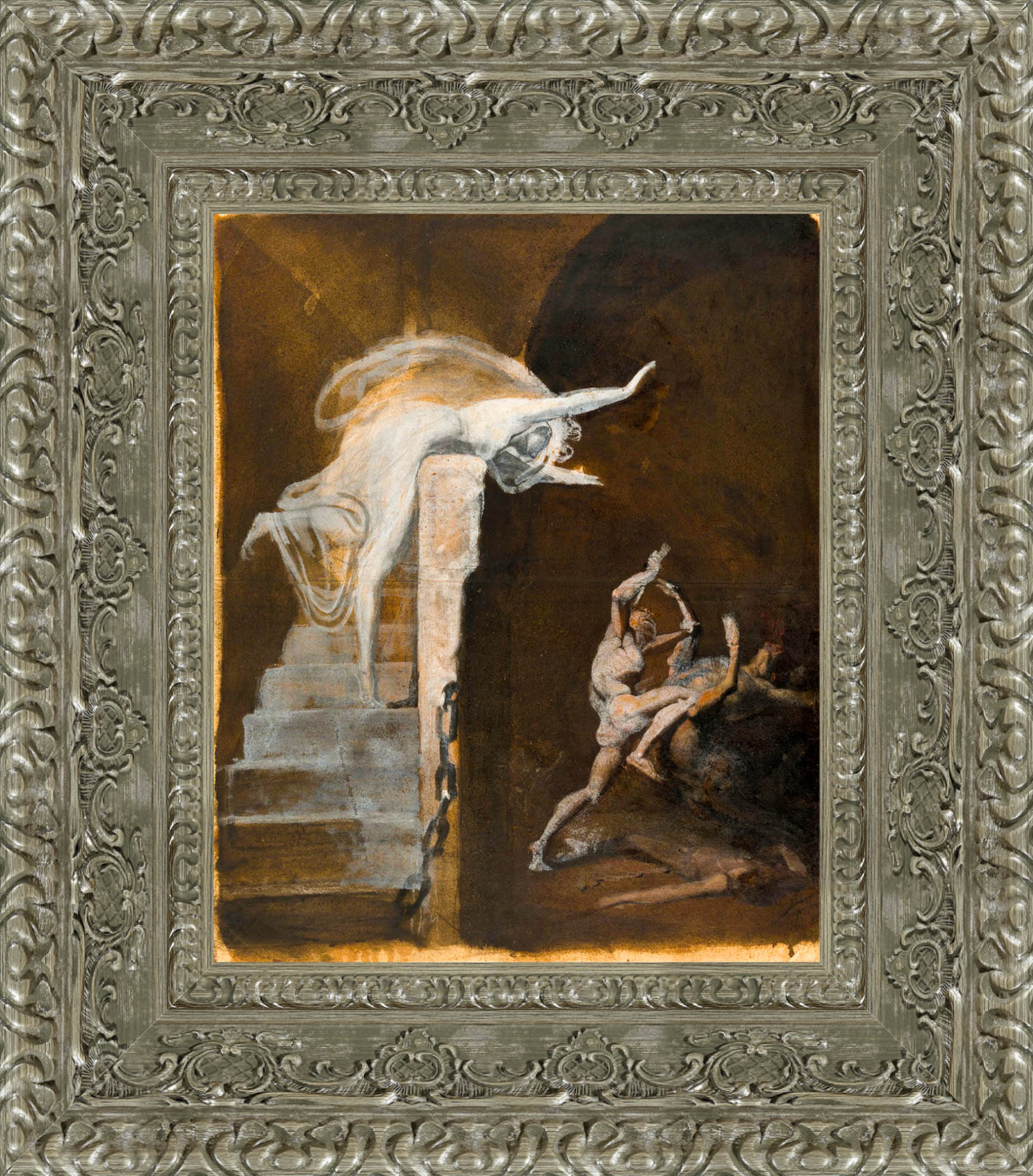 Ariadne Watching The Struggle Of Theseus With The Minotaur by Henry Fuseli — Framed Giclee Canvas Print | Canvas Classics