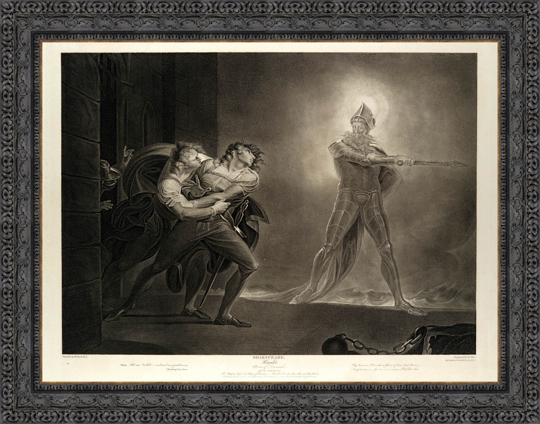 Hamlet, Horatio, Marcellus and the Ghost by Henry Fuseli — Framed Giclee Canvas Print | Canvas Classics