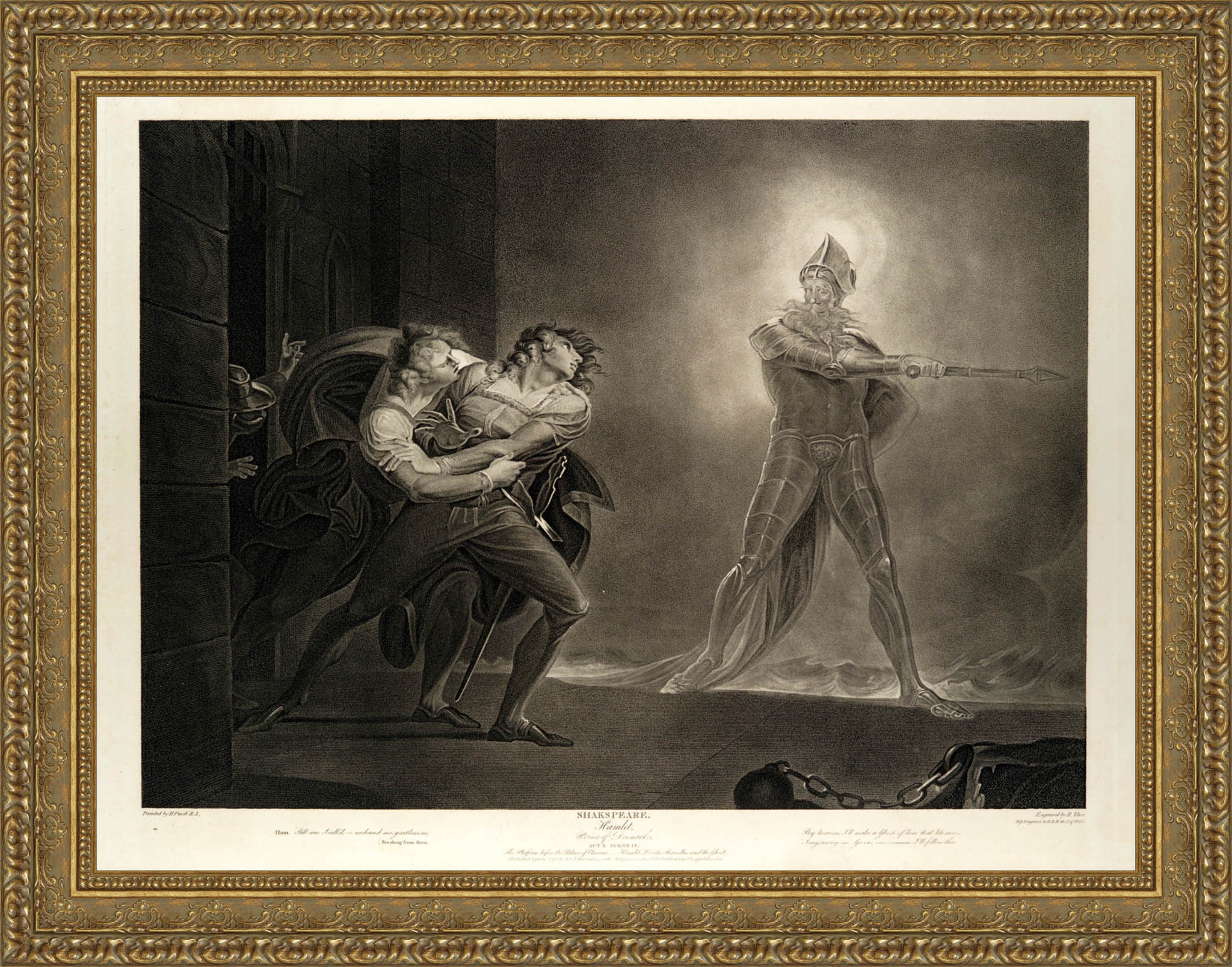 Hamlet, Horatio, Marcellus and the Ghost by Henry Fuseli — Framed Giclee Canvas Print | Canvas Classics