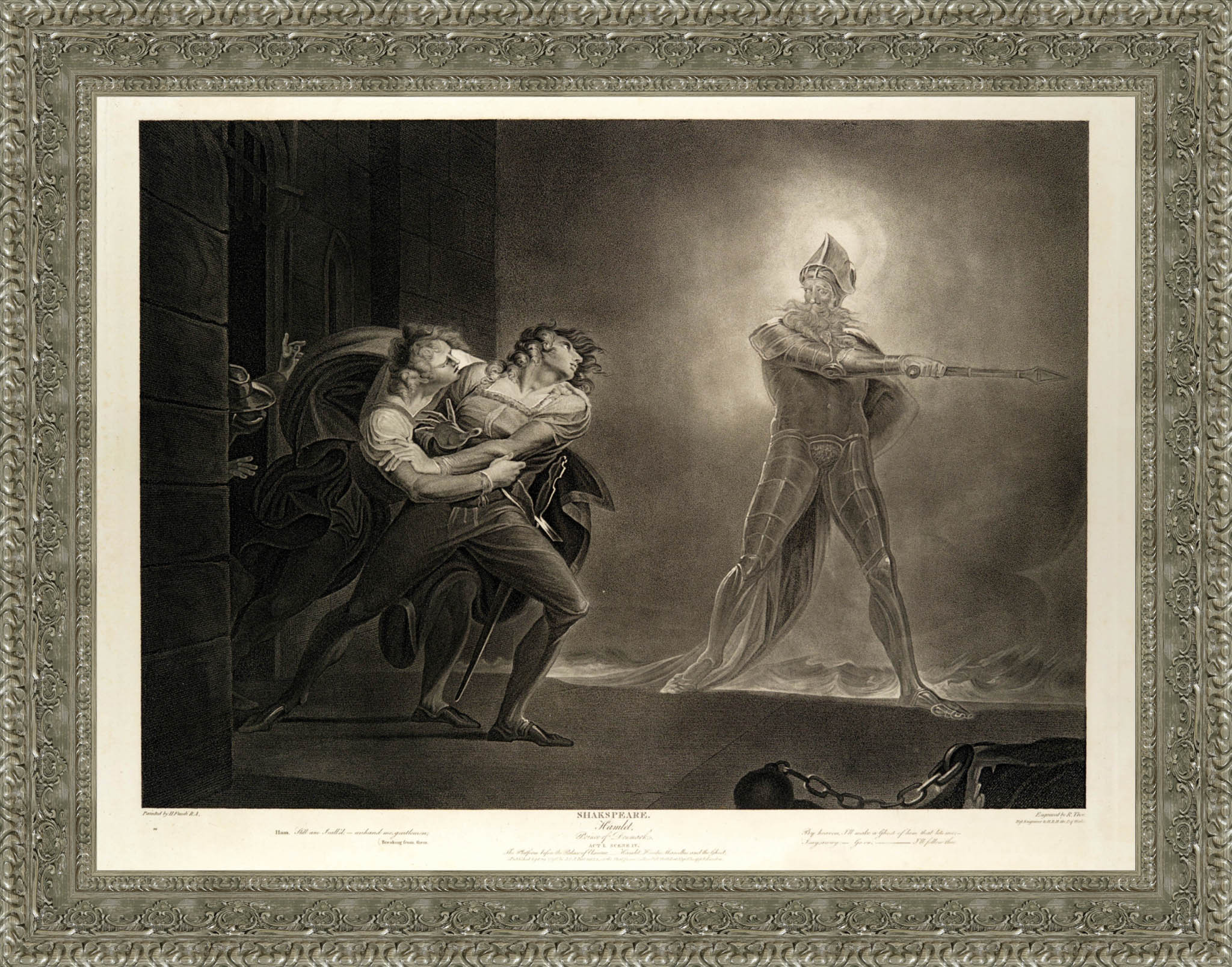 Hamlet, Horatio, Marcellus and the Ghost by Henry Fuseli — Framed Giclee Canvas Print | Canvas Classics