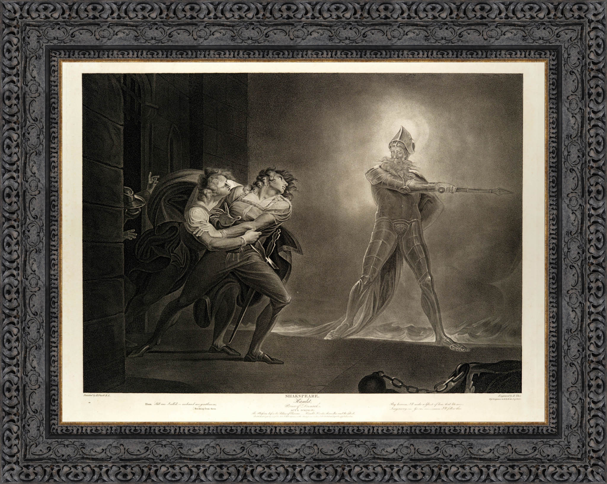 Hamlet, Horatio, Marcellus and the Ghost by Henry Fuseli — Framed Giclee Canvas Print | Canvas Classics