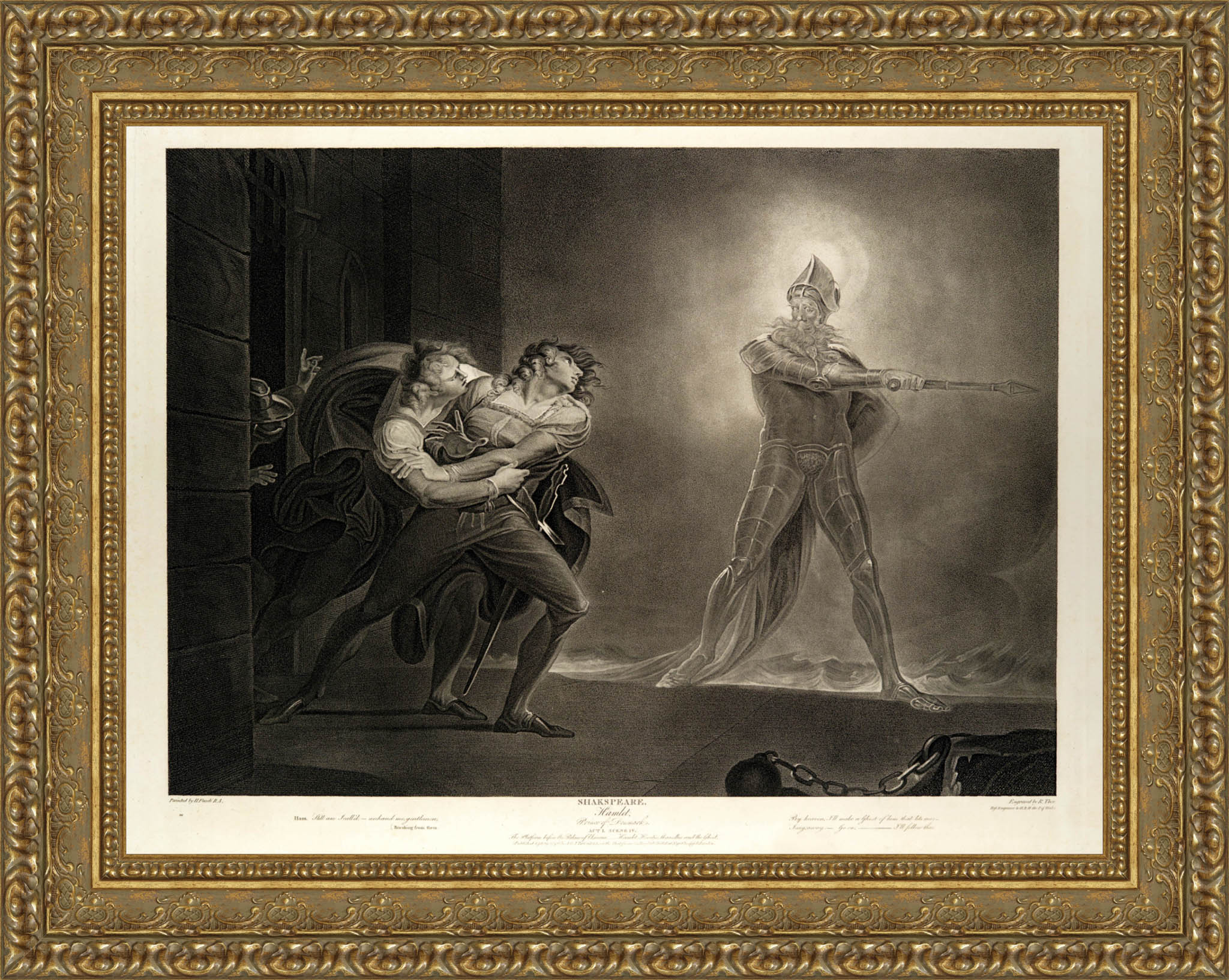 Hamlet, Horatio, Marcellus and the Ghost by Henry Fuseli — Framed Giclee Canvas Print | Canvas Classics