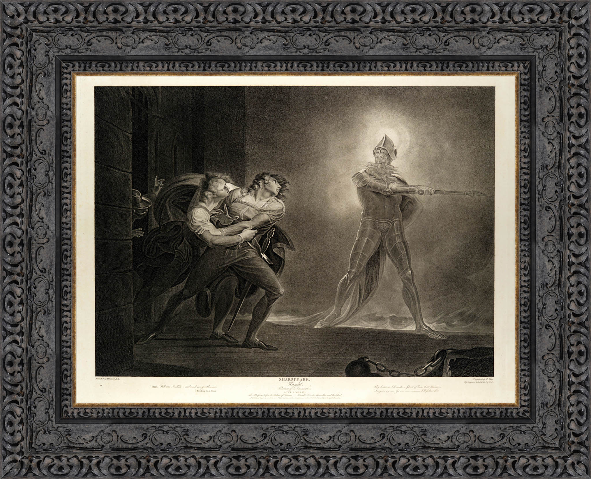 Hamlet, Horatio, Marcellus and the Ghost by Henry Fuseli — Framed Giclee Canvas Print | Canvas Classics