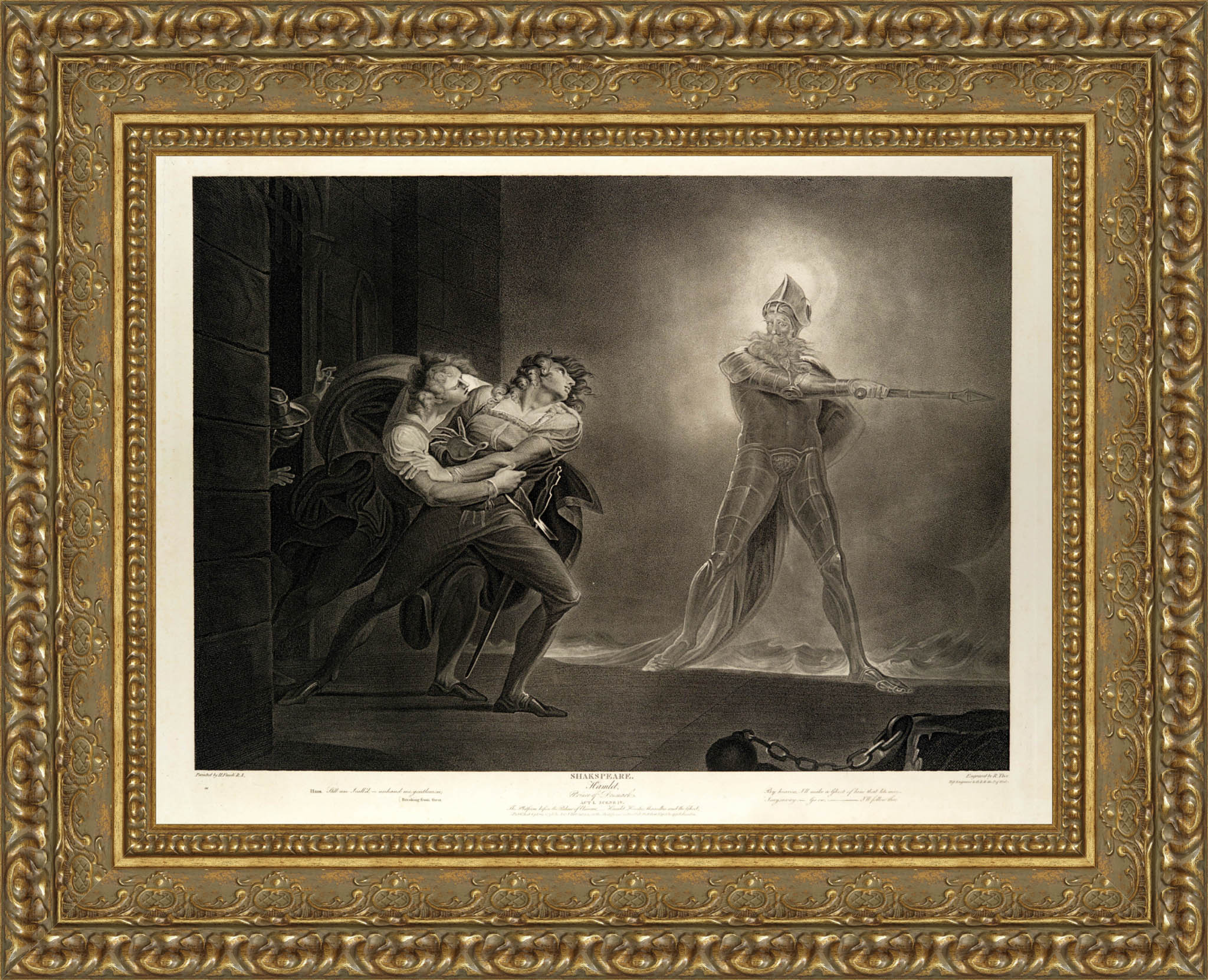 Hamlet, Horatio, Marcellus and the Ghost by Henry Fuseli — Framed Giclee Canvas Print | Canvas Classics