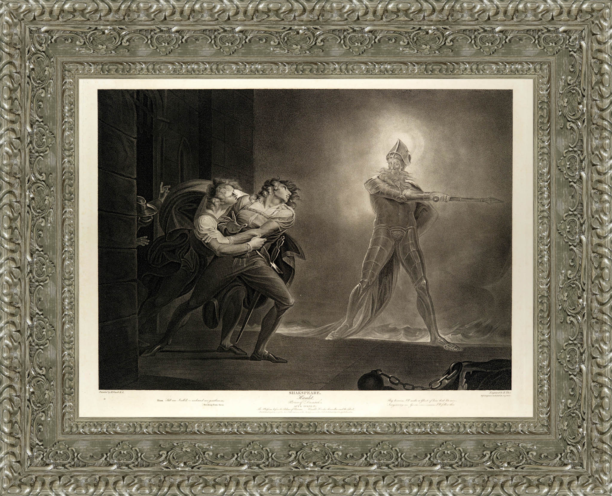 Hamlet, Horatio, Marcellus and the Ghost by Henry Fuseli — Framed Giclee Canvas Print | Canvas Classics