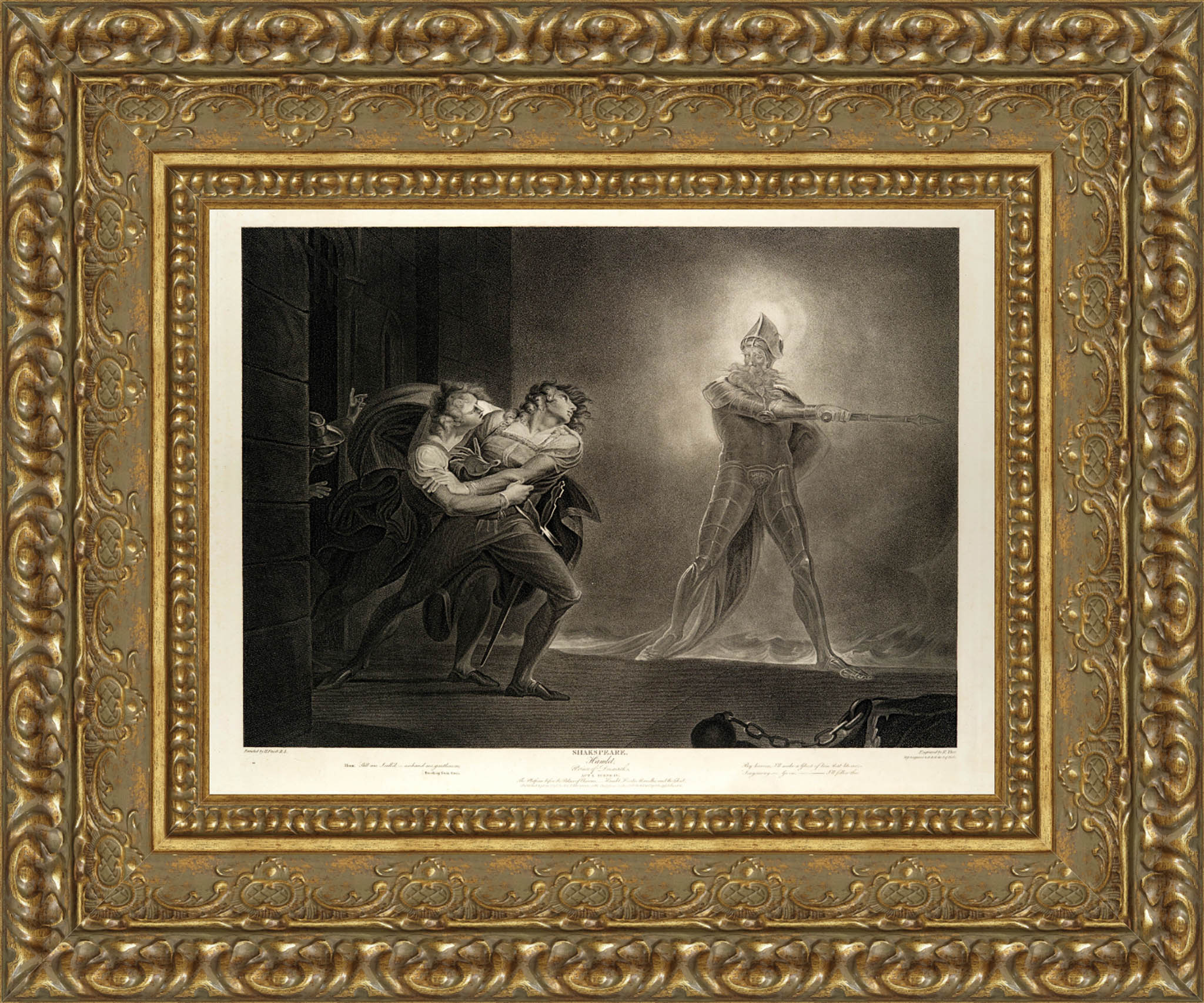 Hamlet, Horatio, Marcellus and the Ghost by Henry Fuseli — Framed Giclee Canvas Print | Canvas Classics