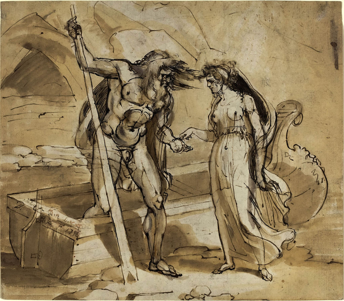 Psyche Giving Her Coin To Charon – Henry Tresham, c. 1795, framed