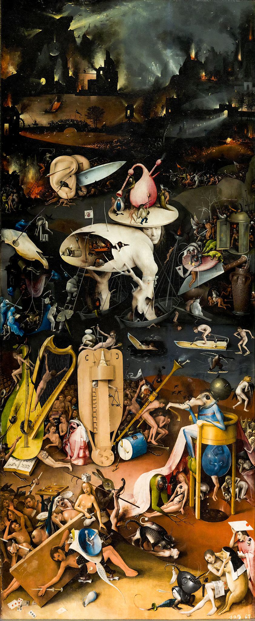 The Garden of Earthly Delights, Hell – Hieronymus Bosch, 1490–1510, framed
