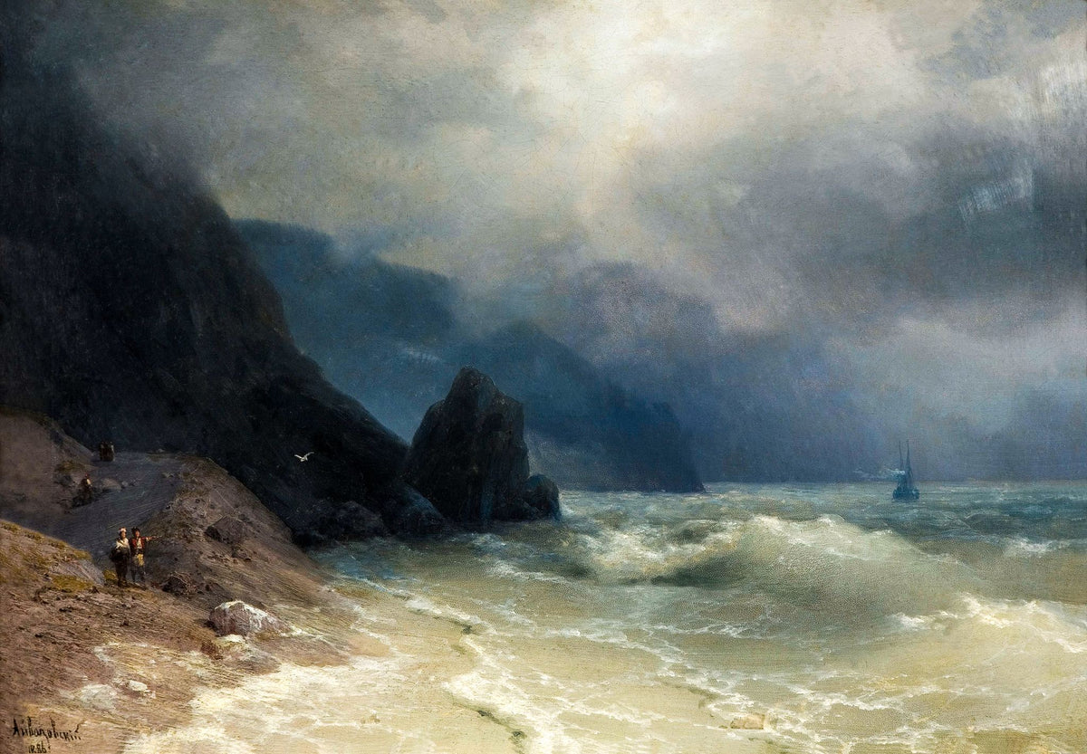 Rocky Coast in a Storm – Ivan Aivazovsky, 1886, framed