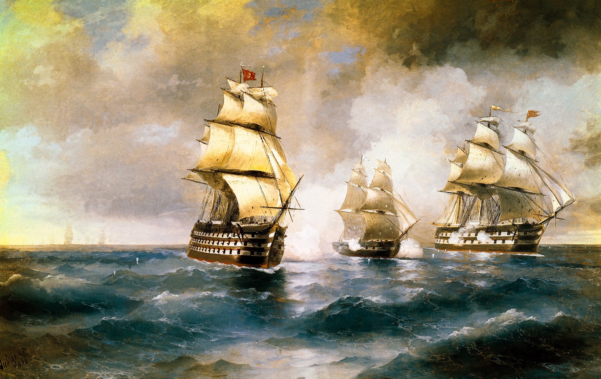 Brig Mercury Attacked by Two Turkish Ships