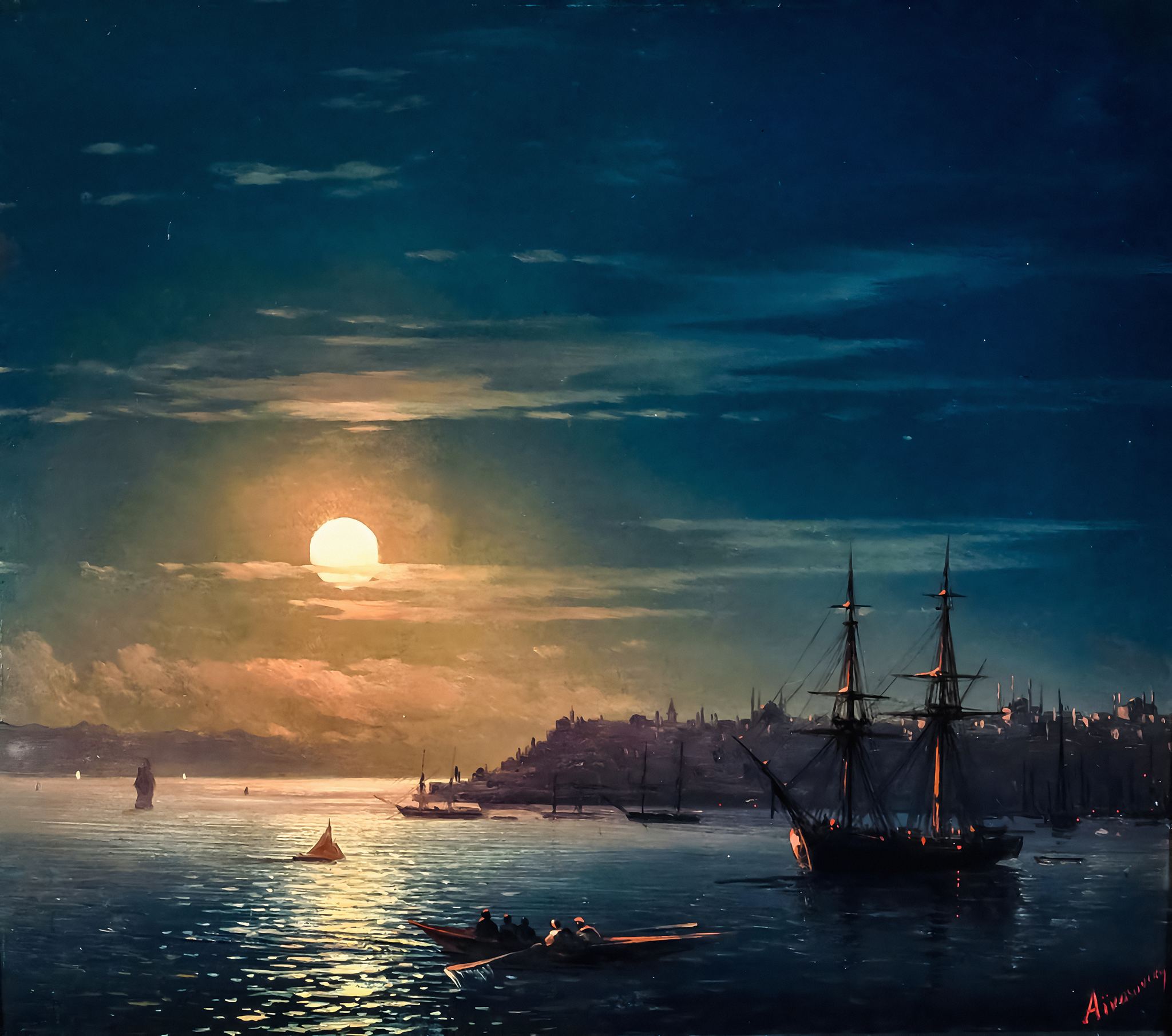 Constantinople in Moonlight – Ivan Aivazovsky, 1889 — Canvas Classics
