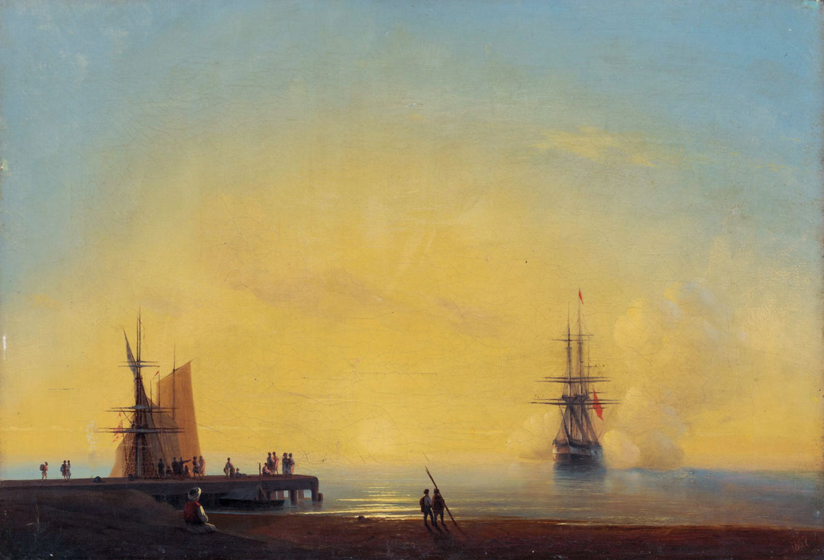 In the Roads, Evening – Ivan Aivazovsky, 1871, framed