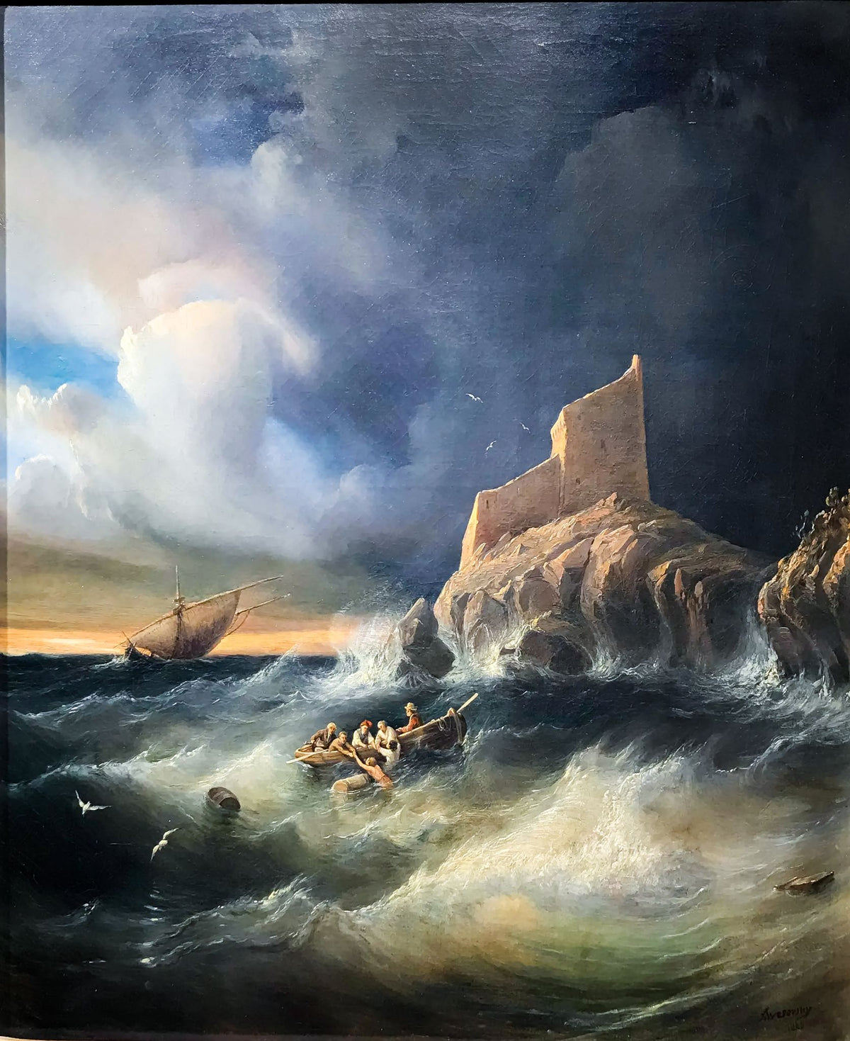 Survivors Near Mount Athos, Greece – Ivan Aivazovsky, 1856, framed