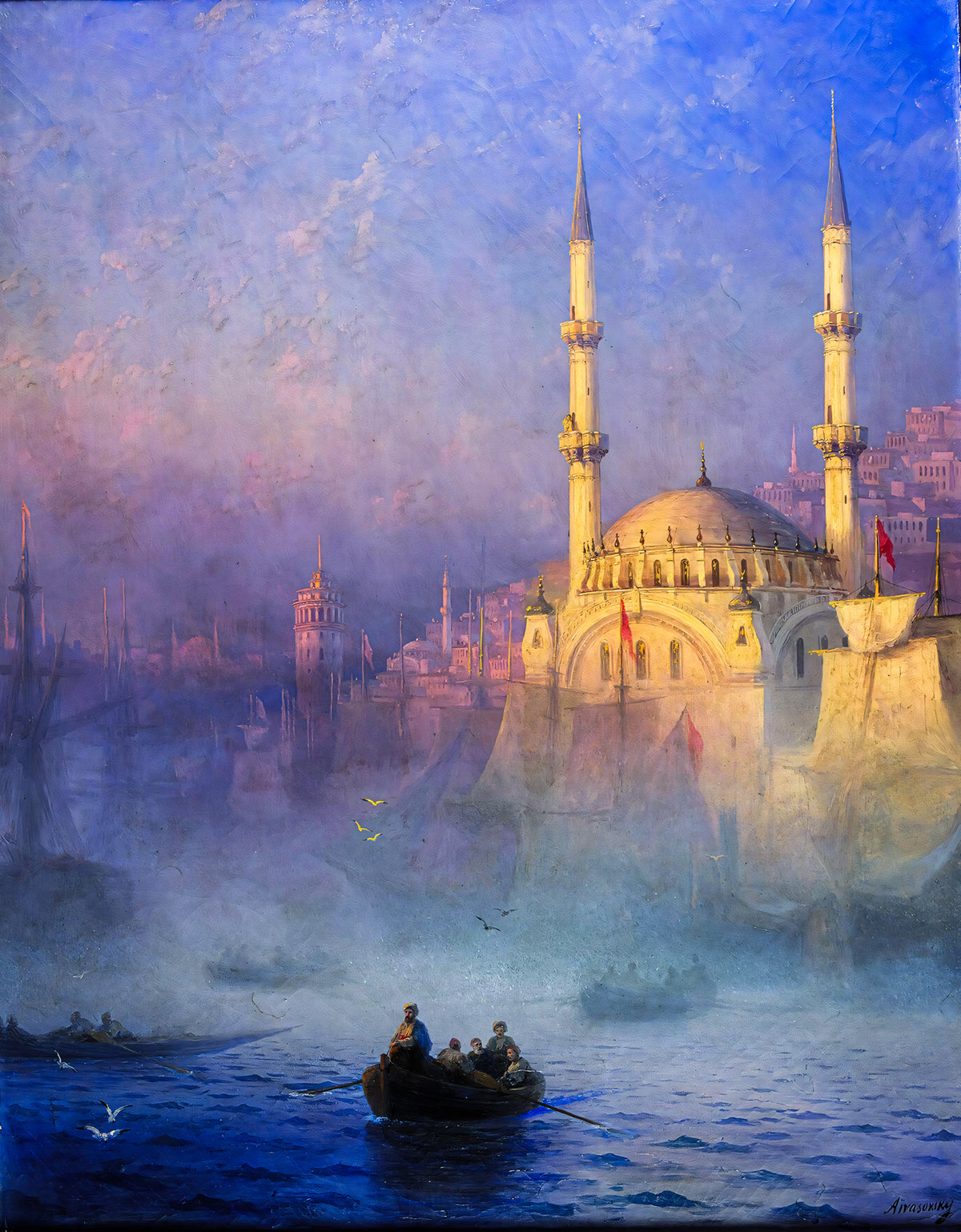View of Tophane Mosque, Constantinople by Ivan Aivazovsky — Framed Giclee Canvas Print | Canvas Classics