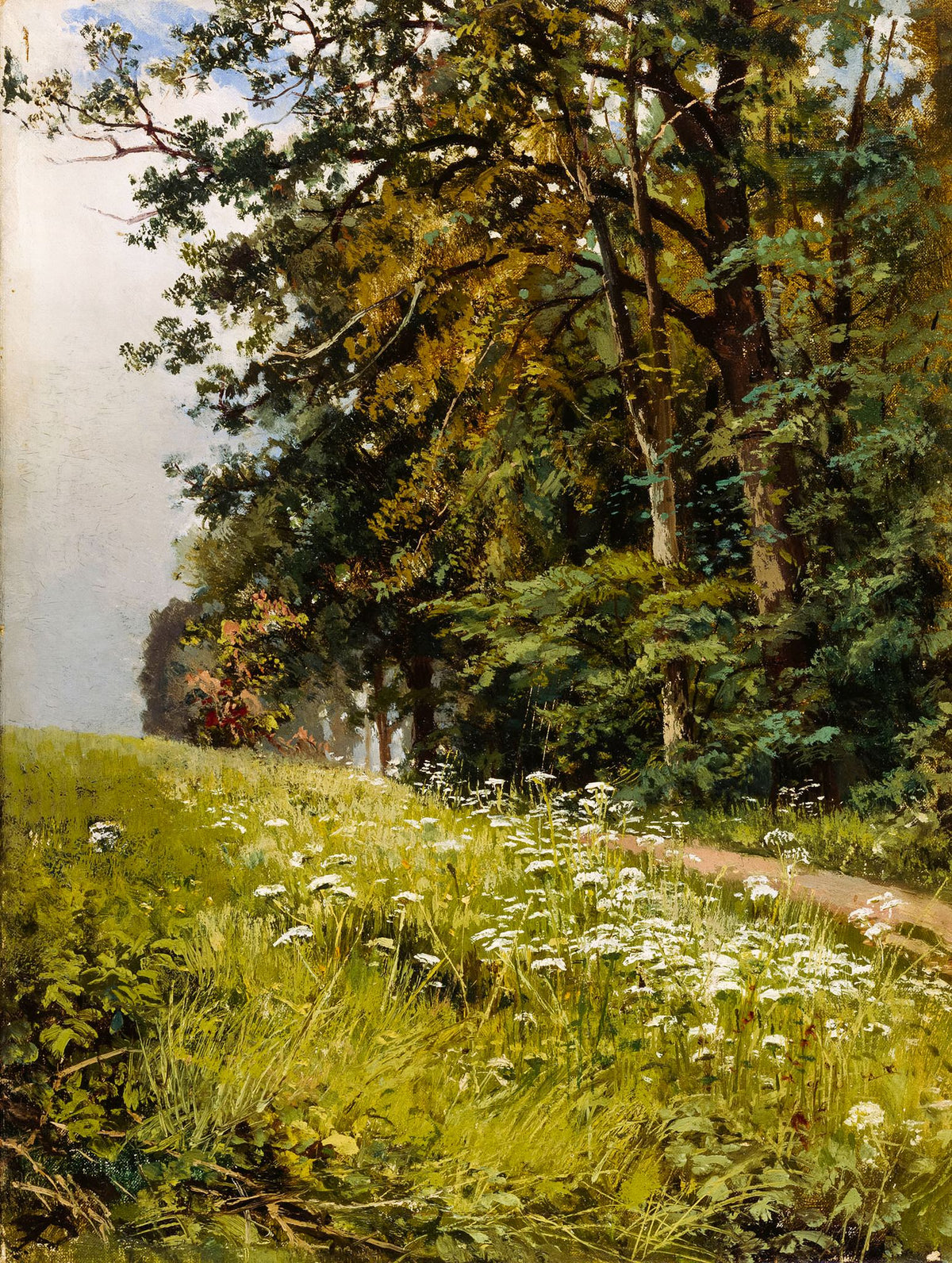 Woodland Edge with Wildflowers – Ivan Shishkin, c. 1884, framed