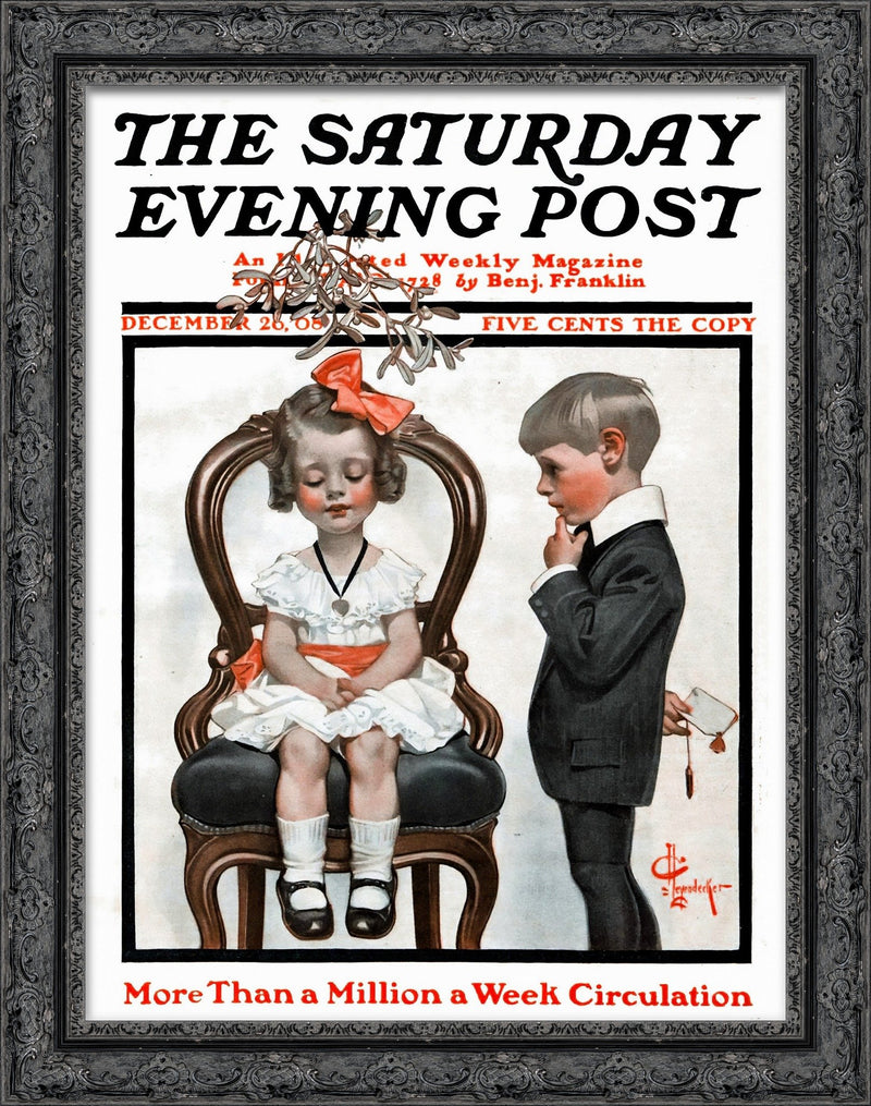 Under the Mistletoe (Saturday Evening Post, December 26, 1908) – J. C. Leyendecker, 1908