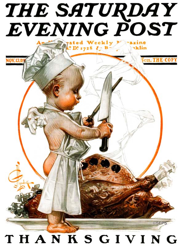 Thanksgiving – Saturday Evening Post Cover, November 13, 1909 – J. C. Leyendecker, 1909, framed