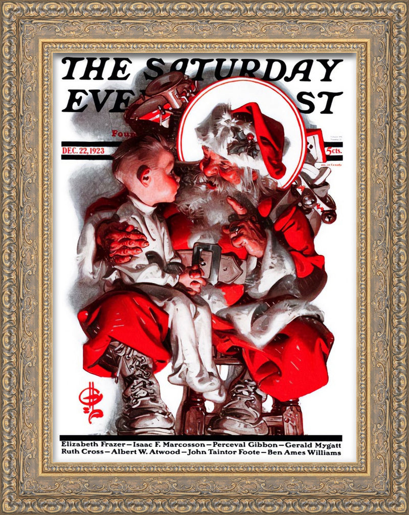 Boy and Santa, Saturday Evening Post Cover, December 22, 1923 – J. C. Leyendecker, 1923
