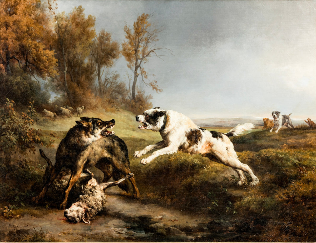 The Wolf – Jacques Raymond Brascassat, 1839, framed