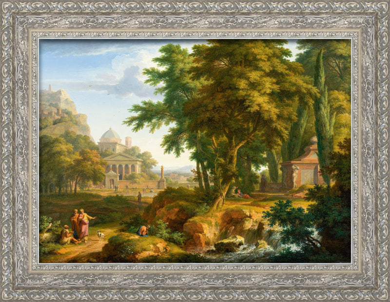 Arcadian Landscape with Classical Ruins and Figures – Jan van Huysum, c. 1720