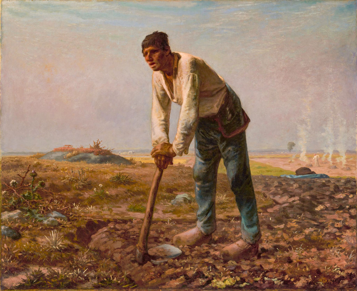 Man with a Hoe – Jean-François Millet, c. 1860-1862, framed