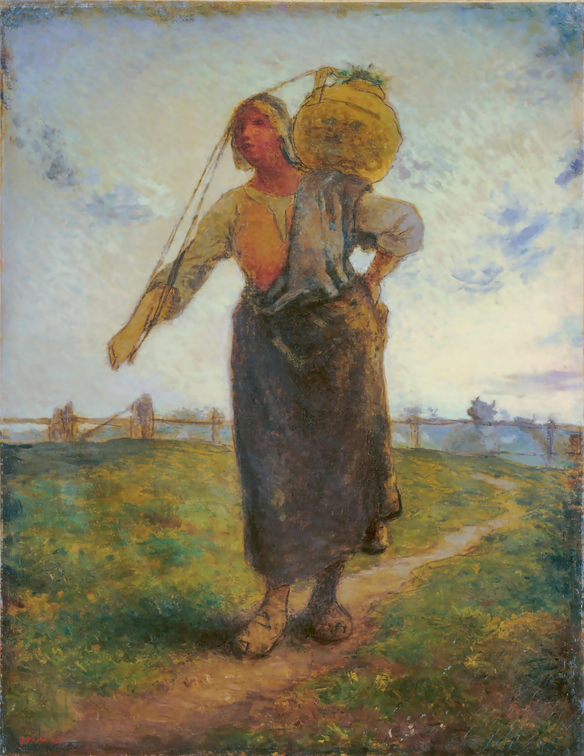 The Norman Milkmaid – Jean-François Millet, c. 1870, framed