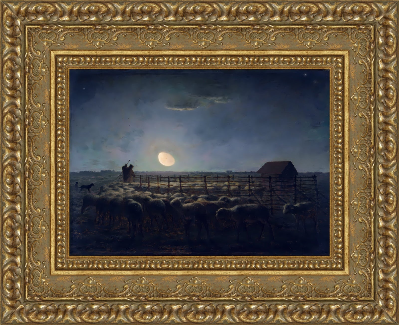 The Sheepfold, Moonlight – Jean-François Millet, c. 1856-1860