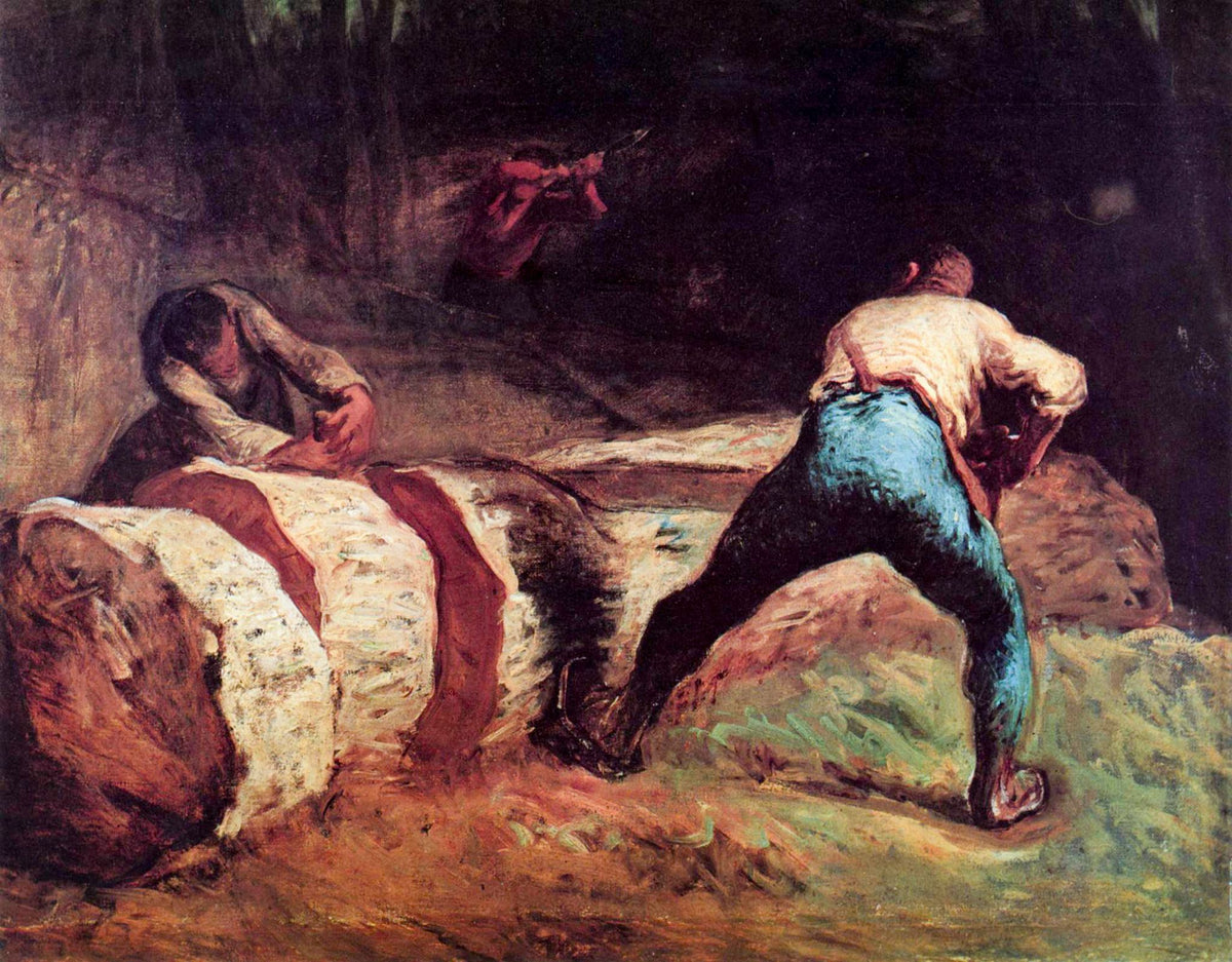 The Wood Sawyers – Jean-François Millet, c. 1850-1852, framed