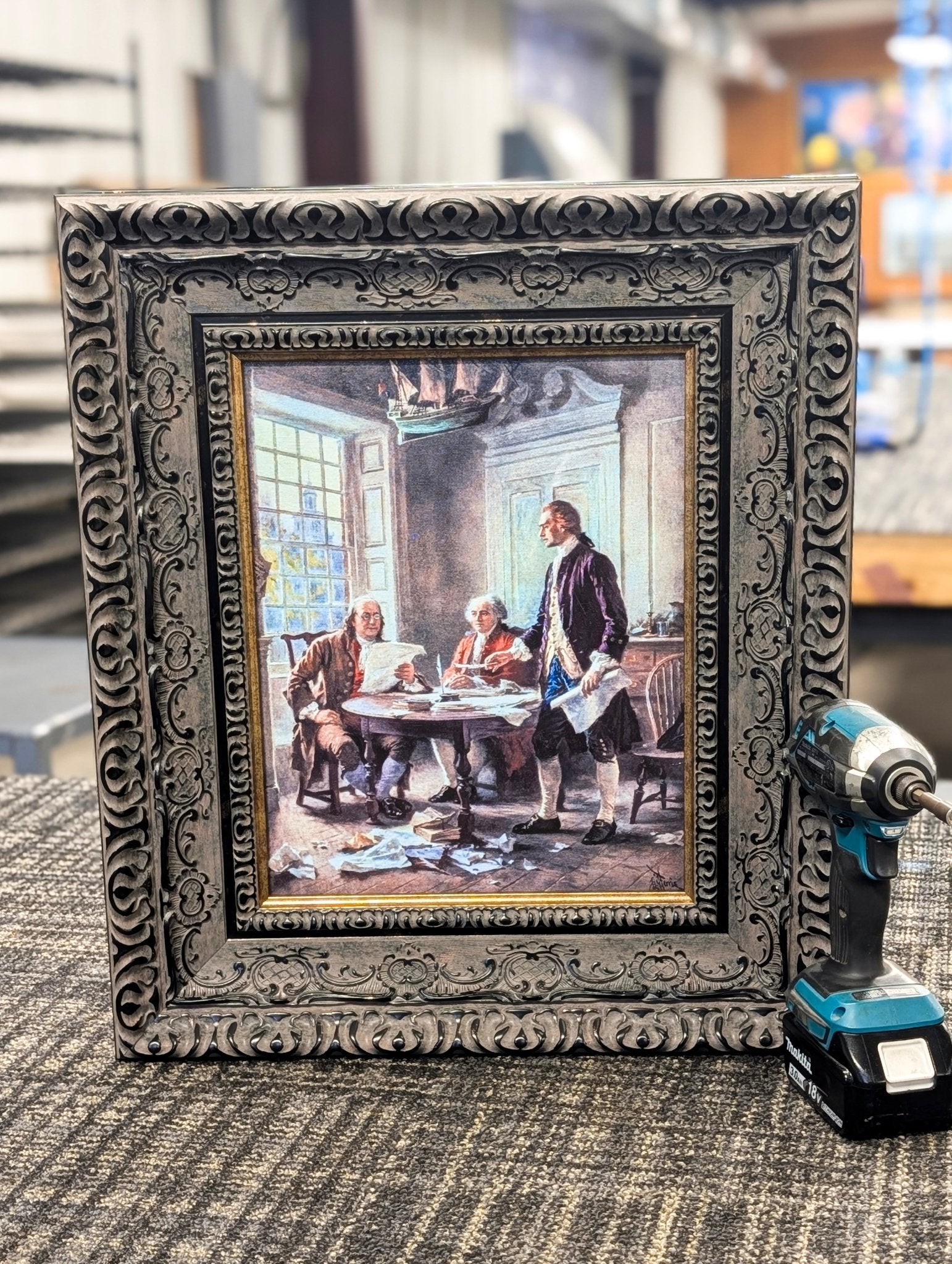 Writing the Declaration of Independence, 1776 by Jean Leon Gerome Ferris — Framed Giclee Canvas Print | Canvas Classics