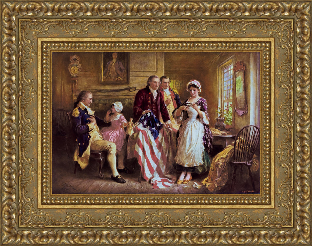 Betsy Ross by Jean Leon Gerome Ferris — Framed Giclee Canvas Print | Canvas Classics