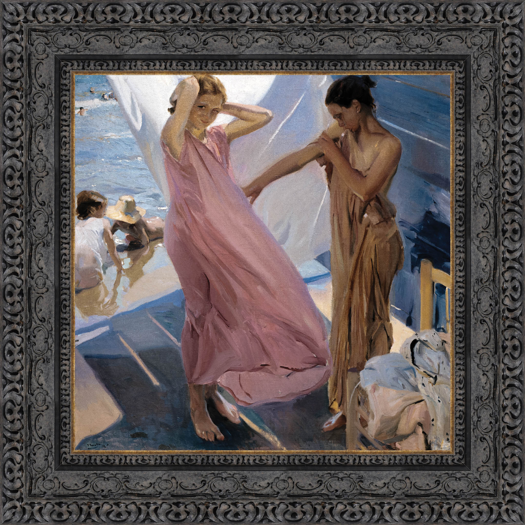 After Bathing Valencia by Joaquín Sorolla — Framed Giclee Canvas Print | Canvas Classics