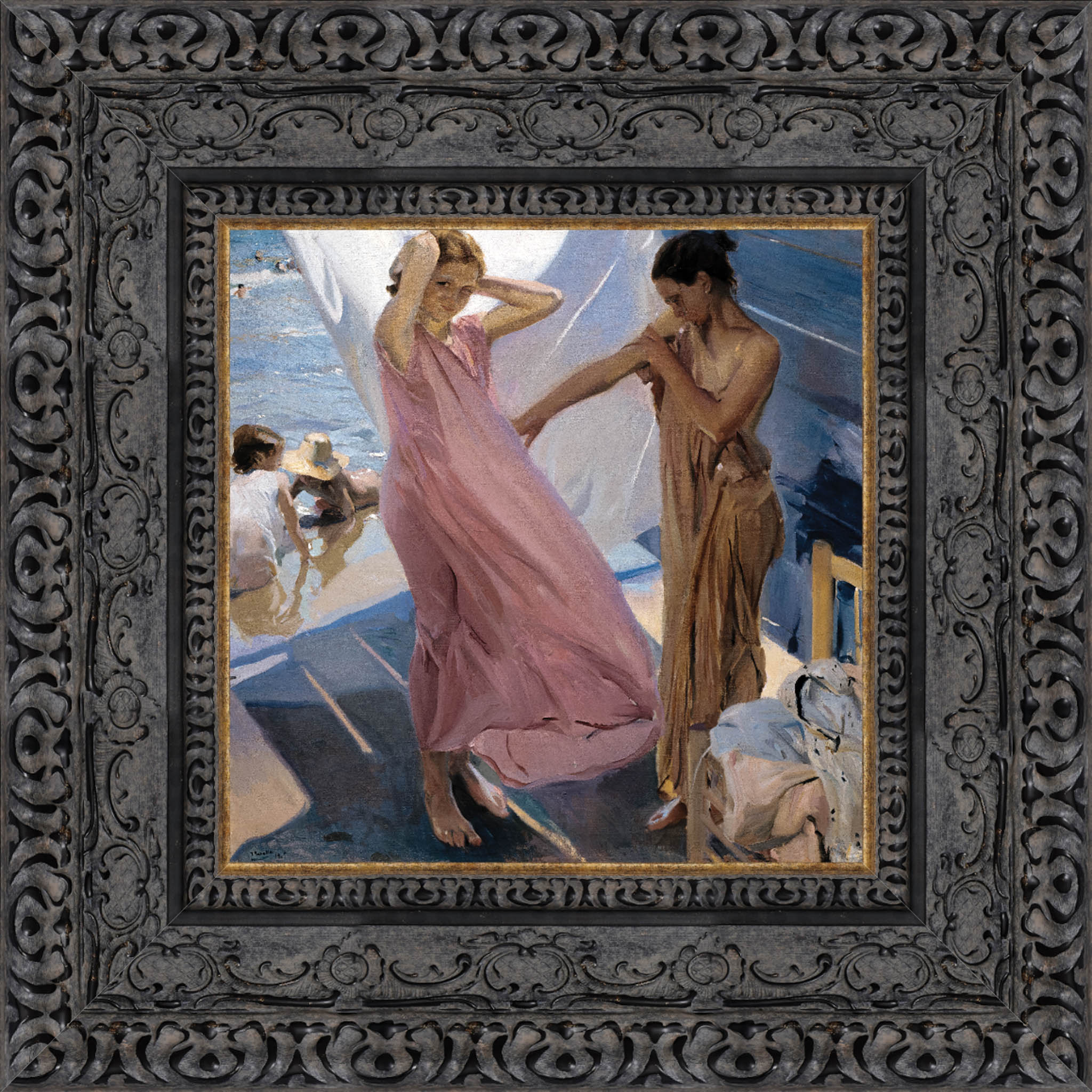 After Bathing Valencia by Joaquín Sorolla — Framed Giclee Canvas Print | Canvas Classics