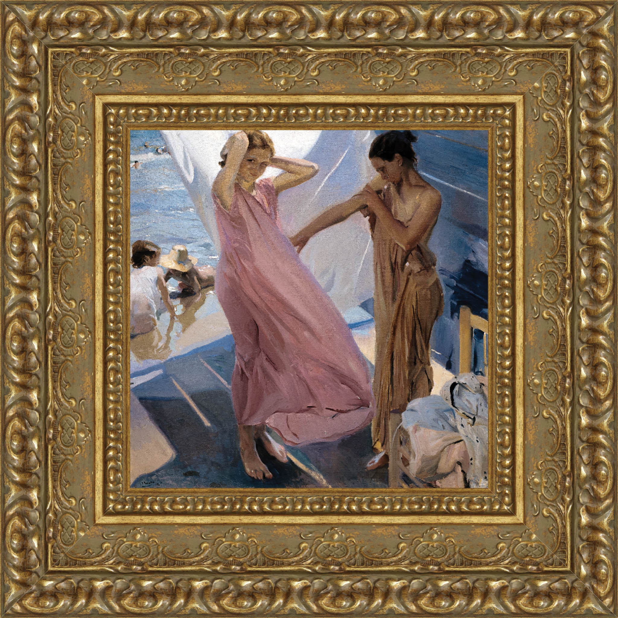 After Bathing Valencia by Joaquín Sorolla — Framed Giclee Canvas Print | Canvas Classics