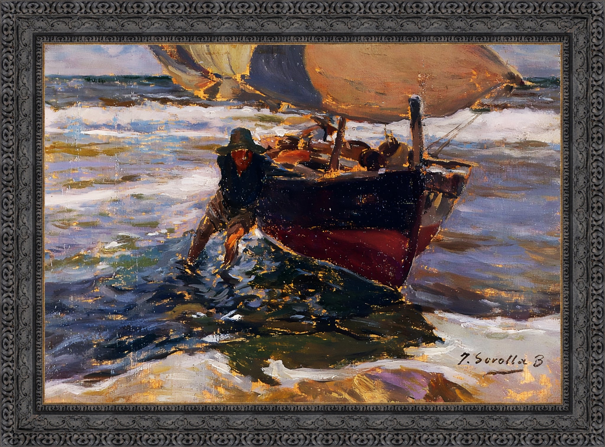 Beaching the Boat – Estate – Dark Bronze Frame by Sorolla