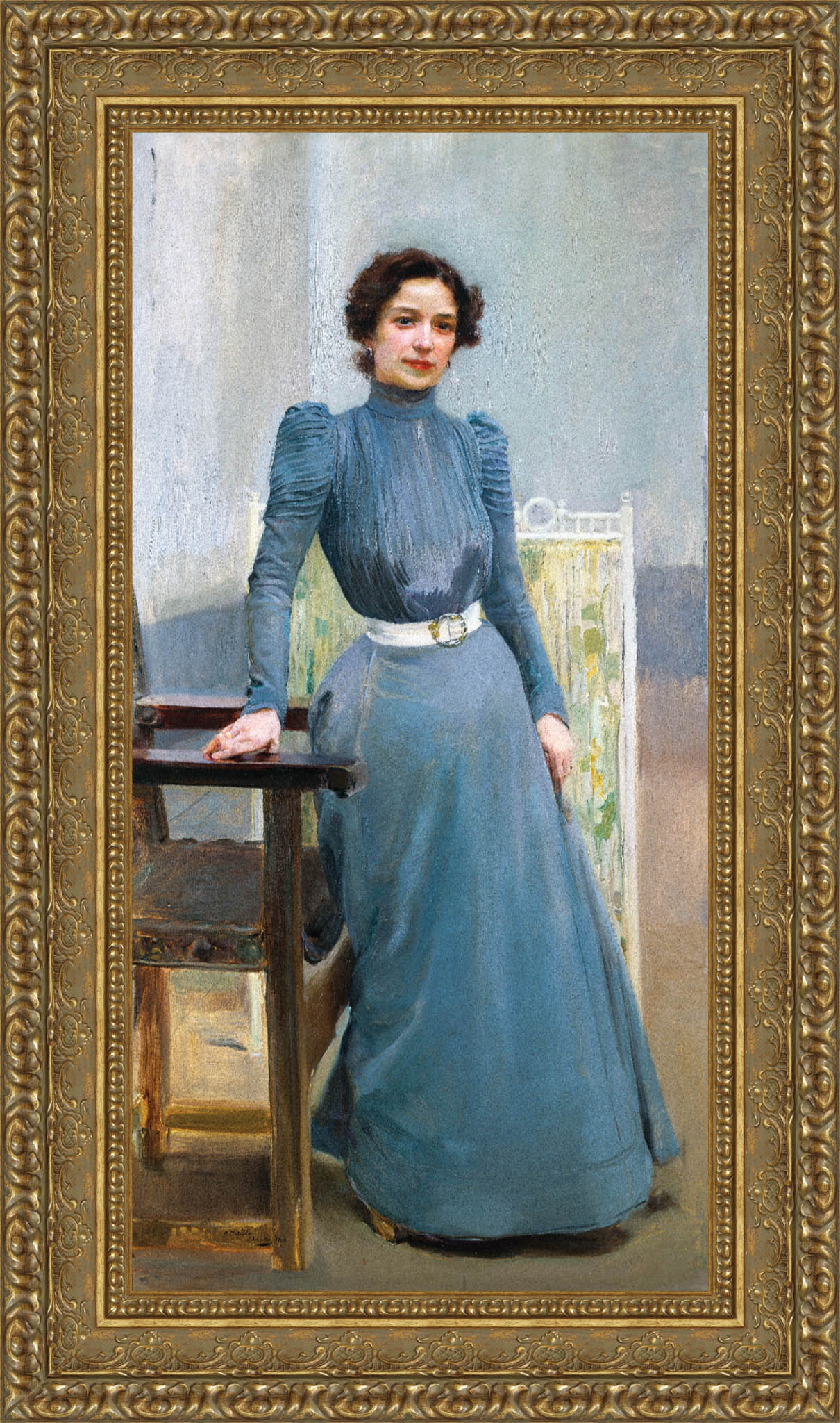 Clotilde In A Grey Dress by Joaquín Sorolla — Framed Giclee Canvas Print | Canvas Classics