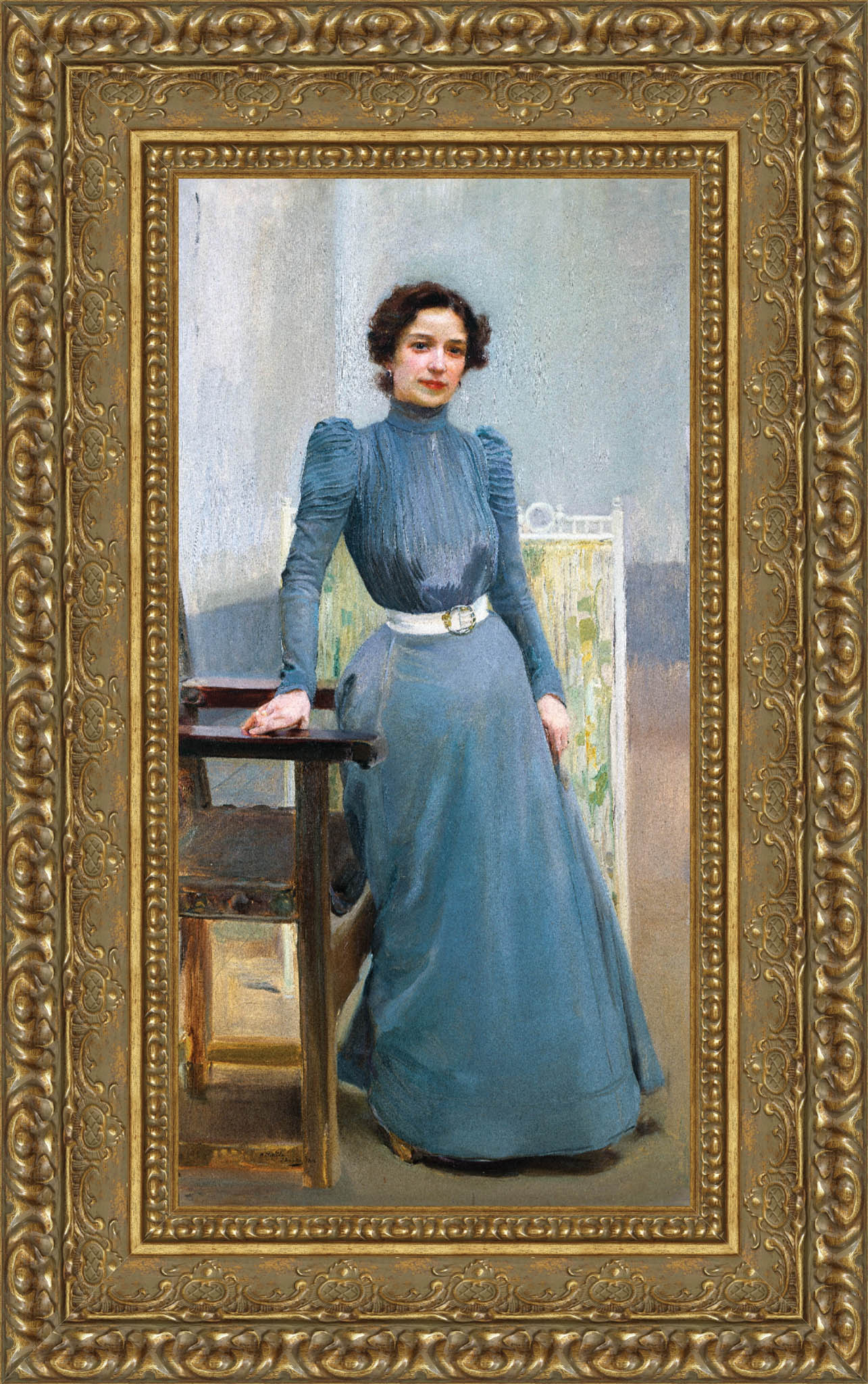 Clotilde In A Grey Dress by Joaquín Sorolla — Framed Giclee Canvas Print | Canvas Classics