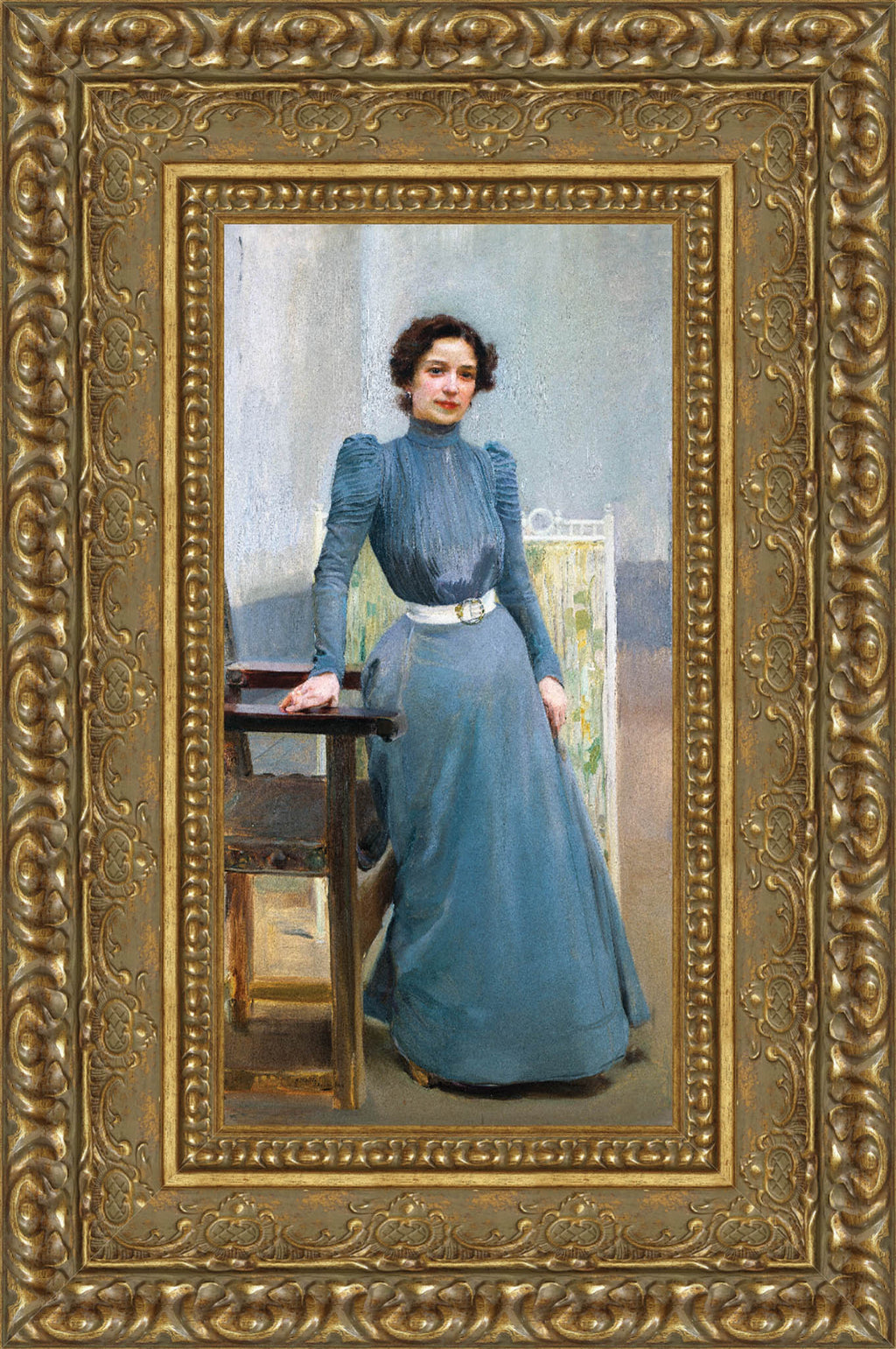 Clotilde In A Grey Dress by Joaquín Sorolla — Framed Giclee Canvas Print | Canvas Classics