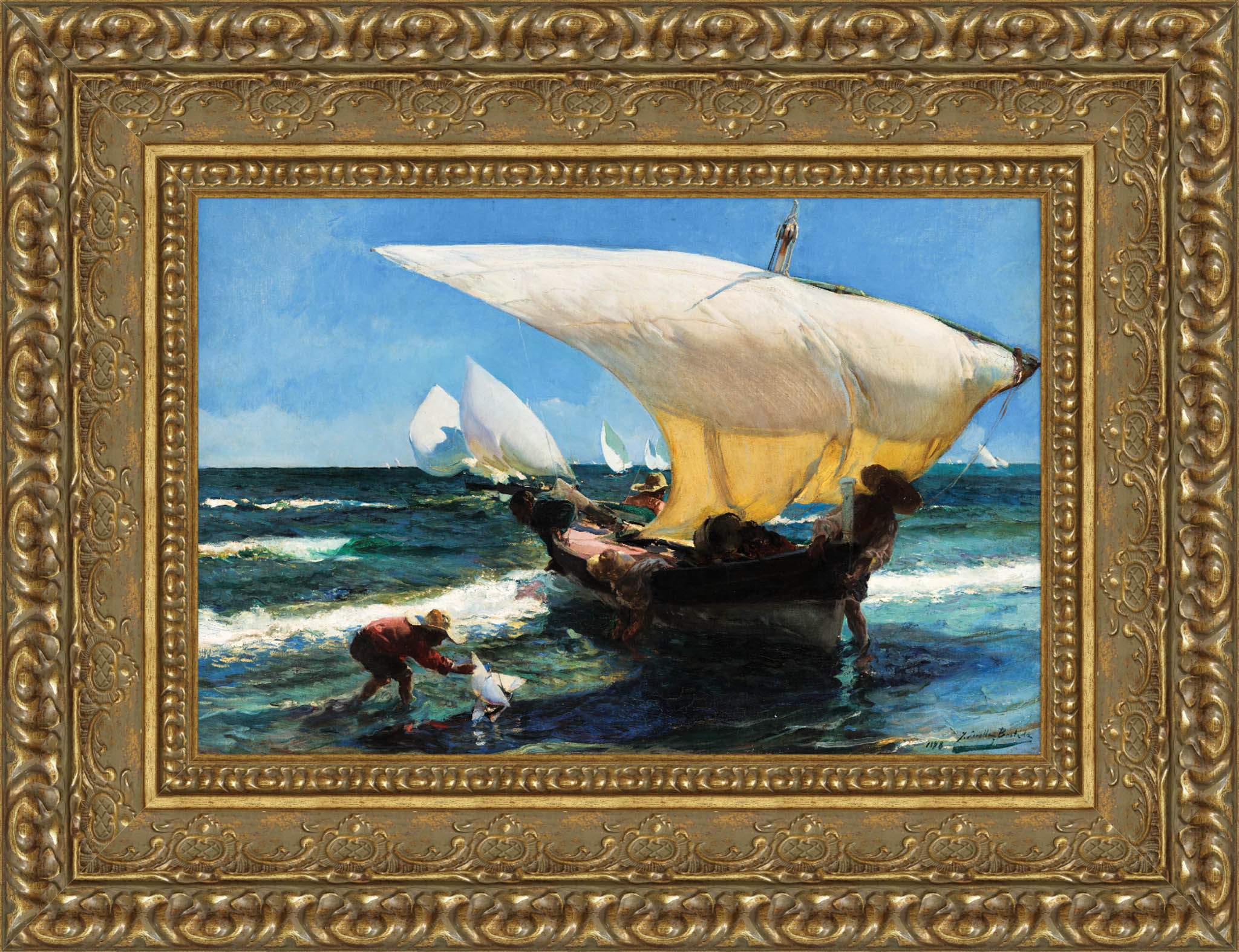 On The Coast Of Valencia by Joaquín Sorolla — Framed Giclee Canvas Print | Canvas Classics